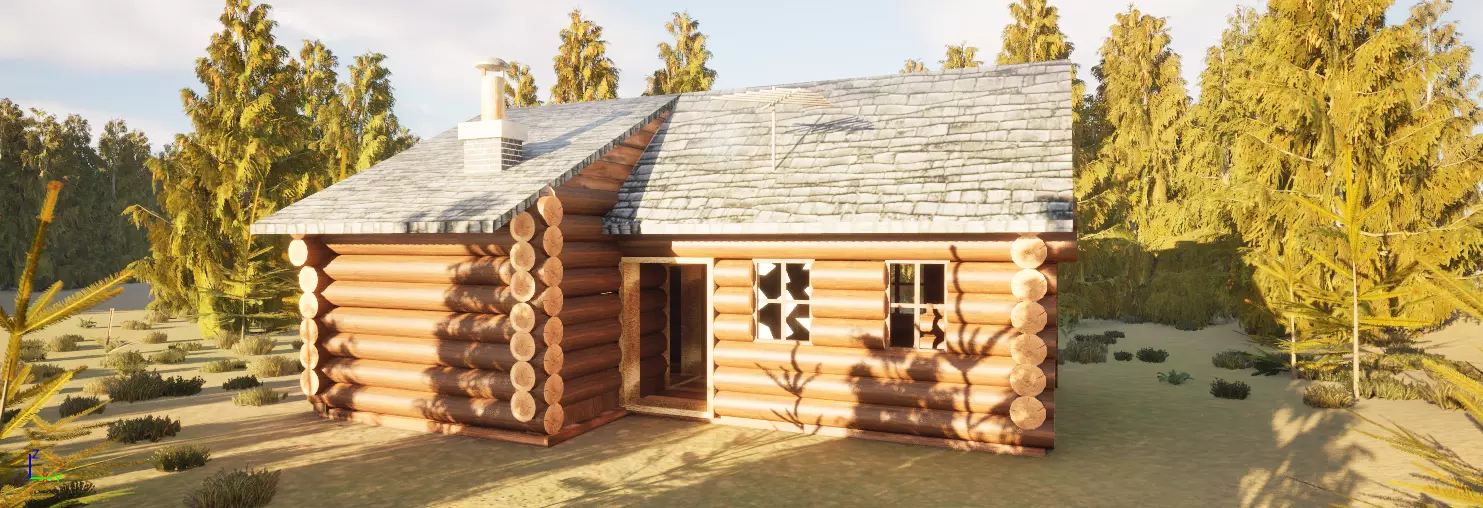 old cottage house Low-poly 3D model_0