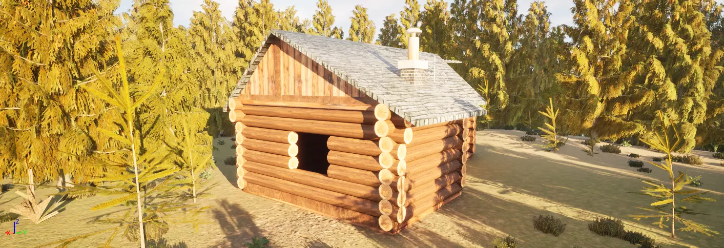 old cottage house Low-poly 3D model_2