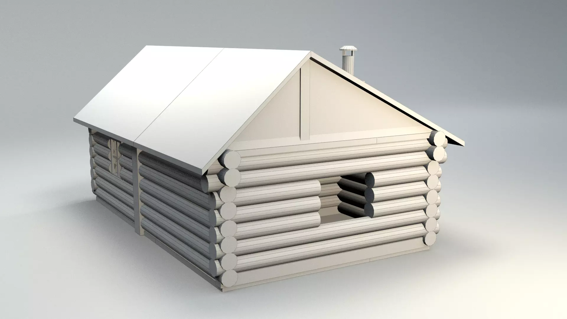 old cottage house Low-poly 3D model_9