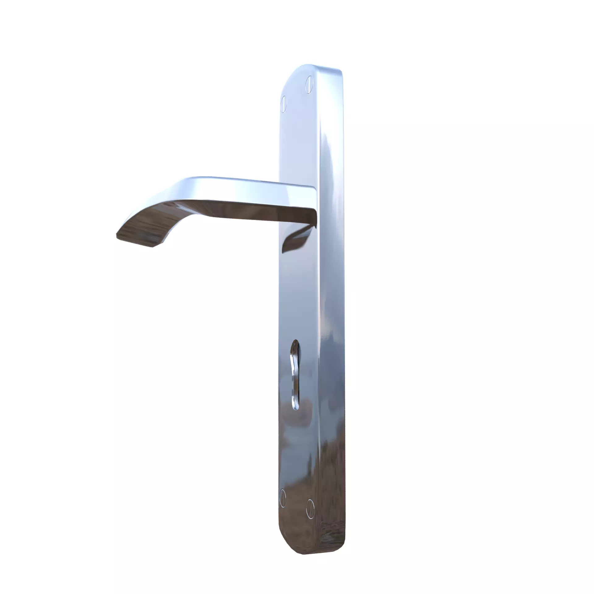 Silver Door Handle Low-poly 3D model_4