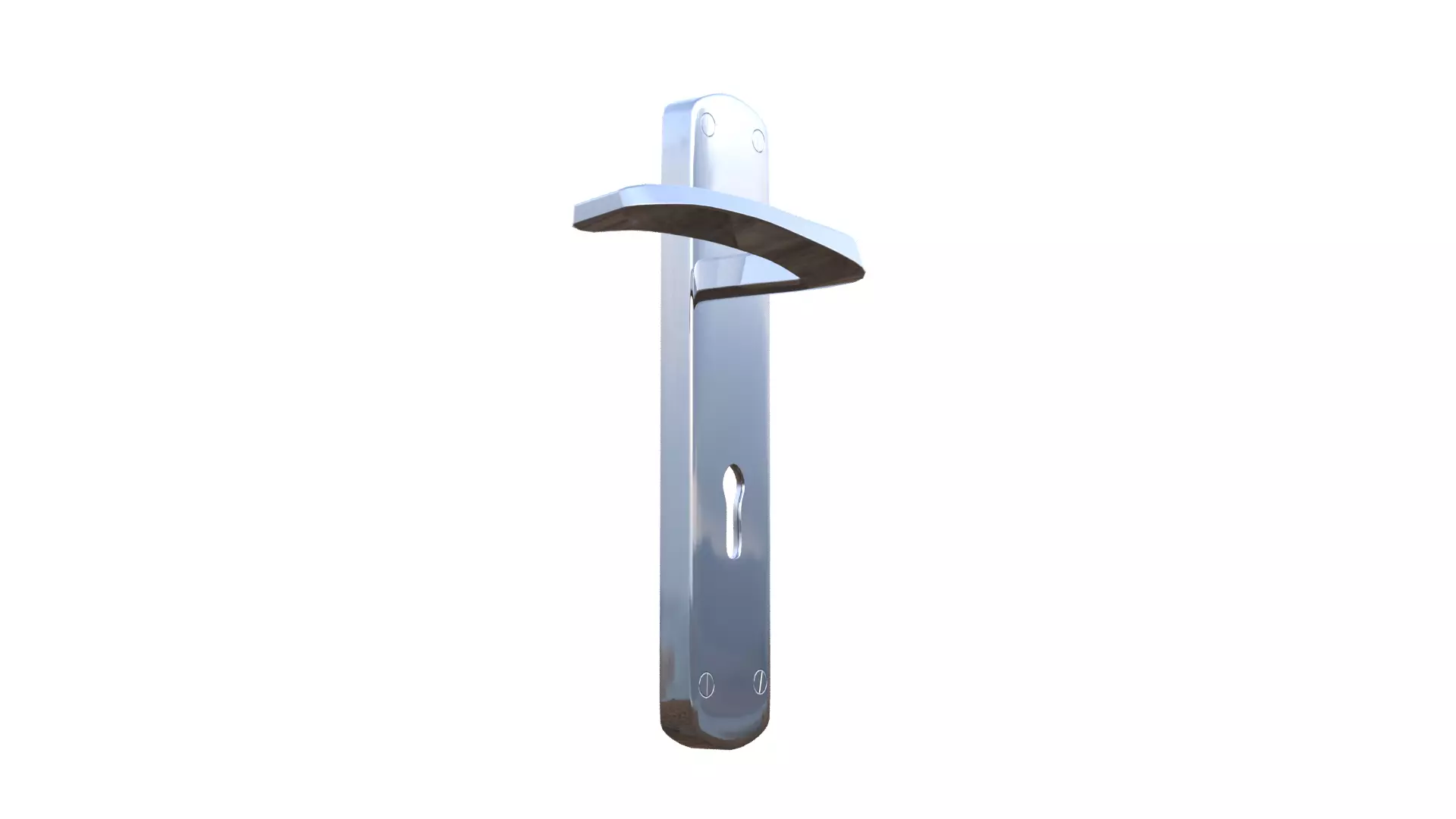 Silver Door Handle Low-poly 3D model_16