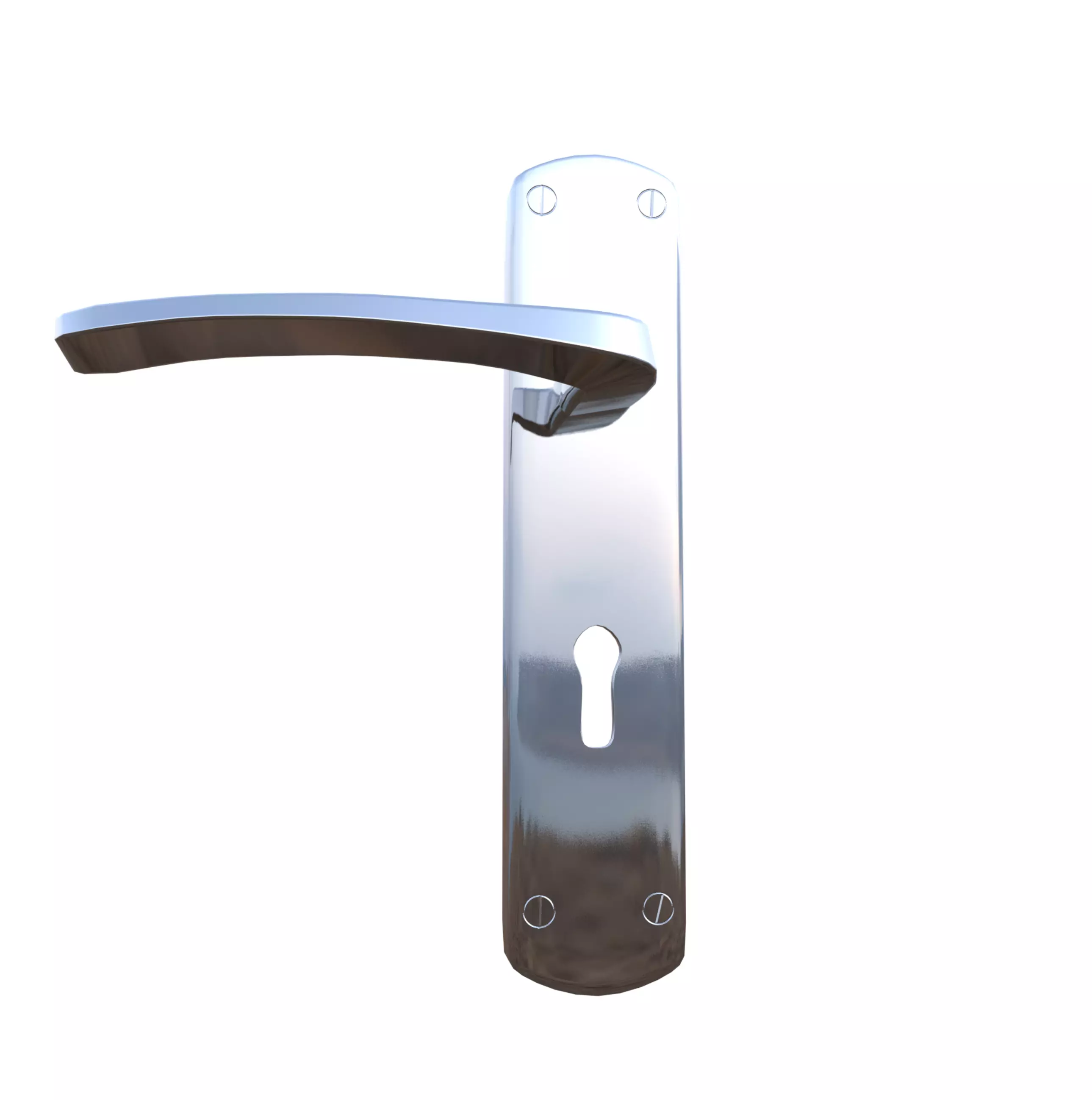 Silver Door Handle Low-poly 3D model_0