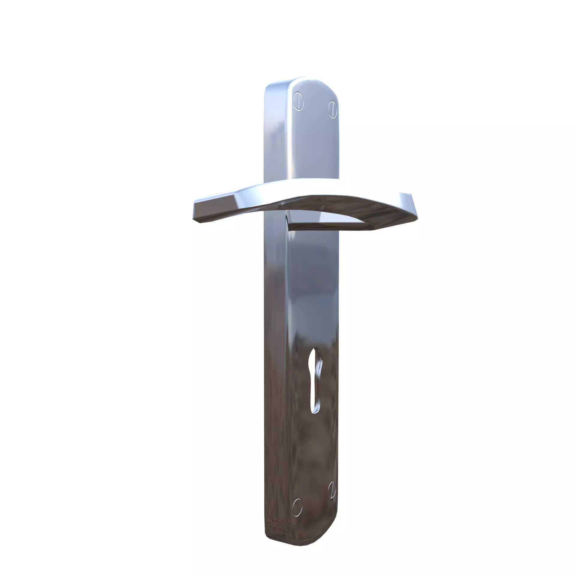 Silver Door Handle Low-poly 3D model_3
