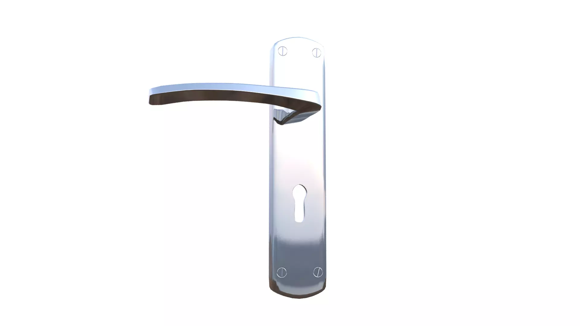 Silver Door Handle Low-poly 3D model_12