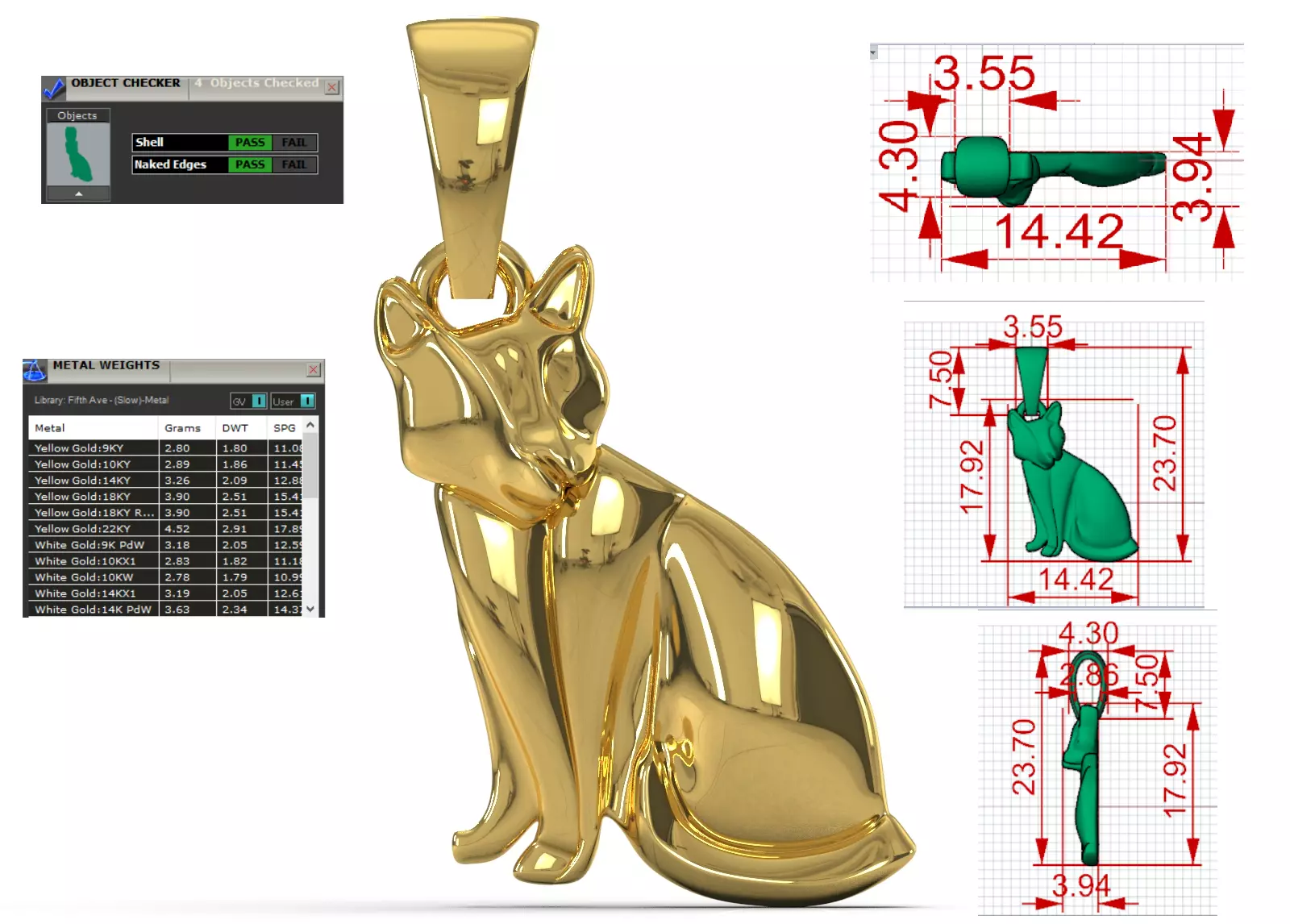 Minimalist Fox STL 3D 3DM gold Pendant model gp0013 3D print model