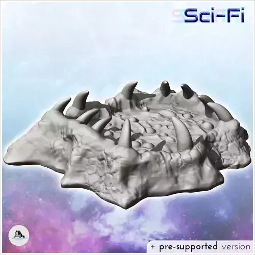 Acid puddle with alien creature with teeth 8 - Future Sci-Fi SF  3D print model