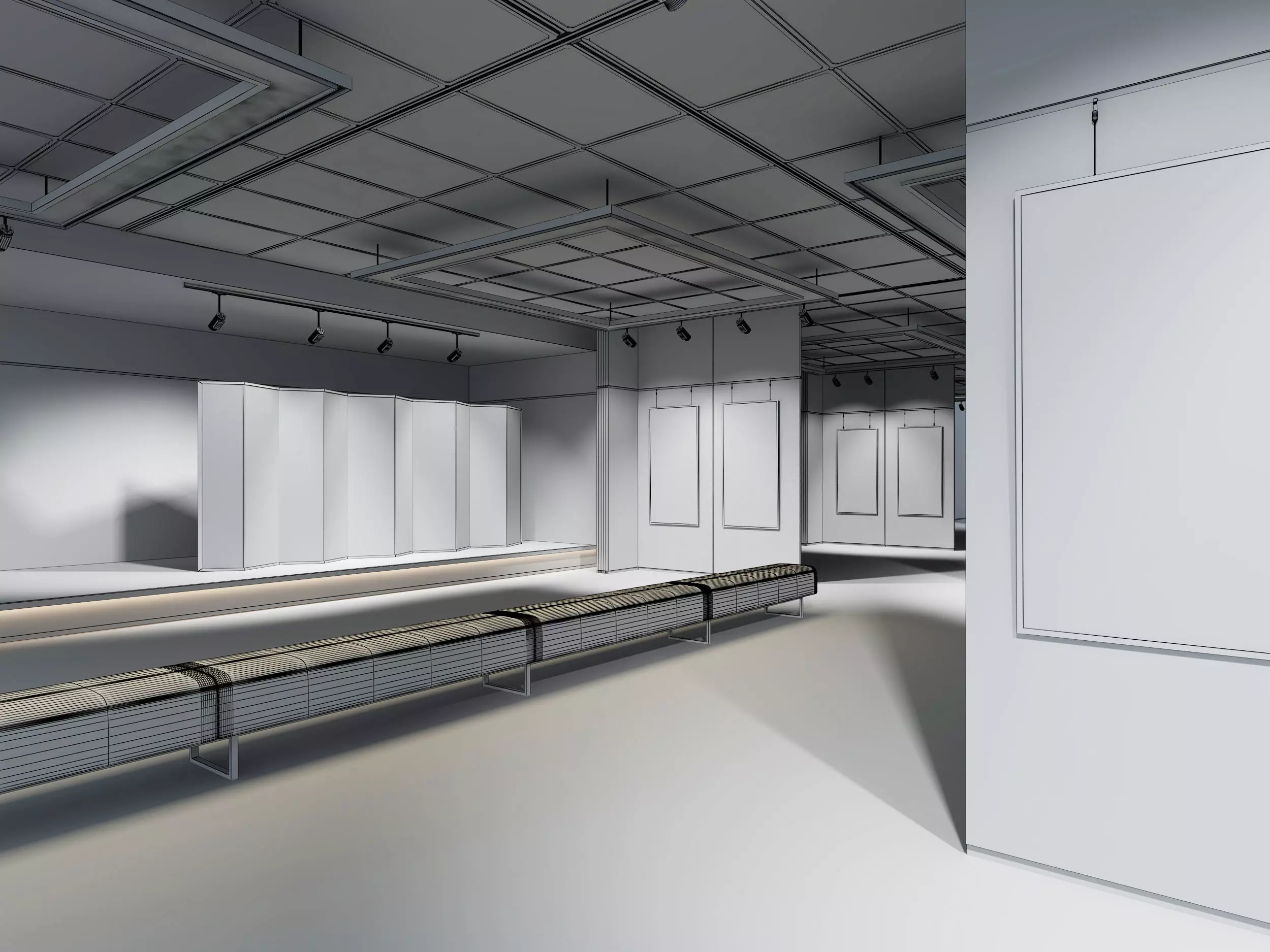 low poly gallery hall Low-poly 3D model_4