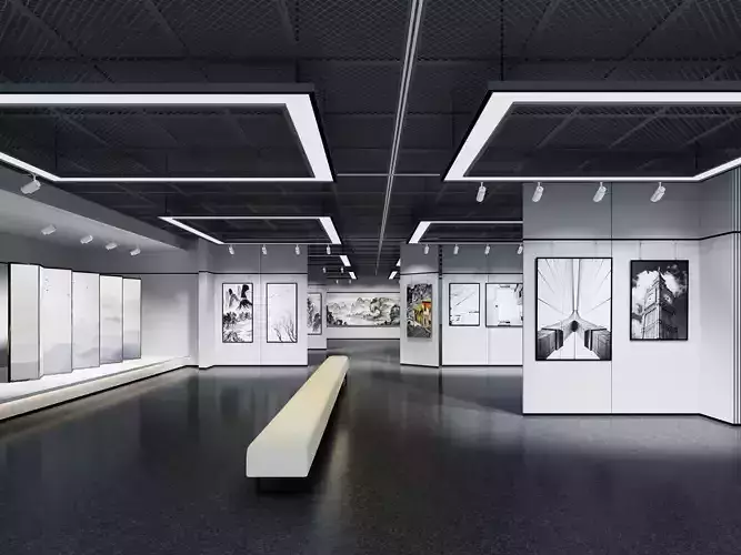 low poly gallery hall Low-poly 3D model