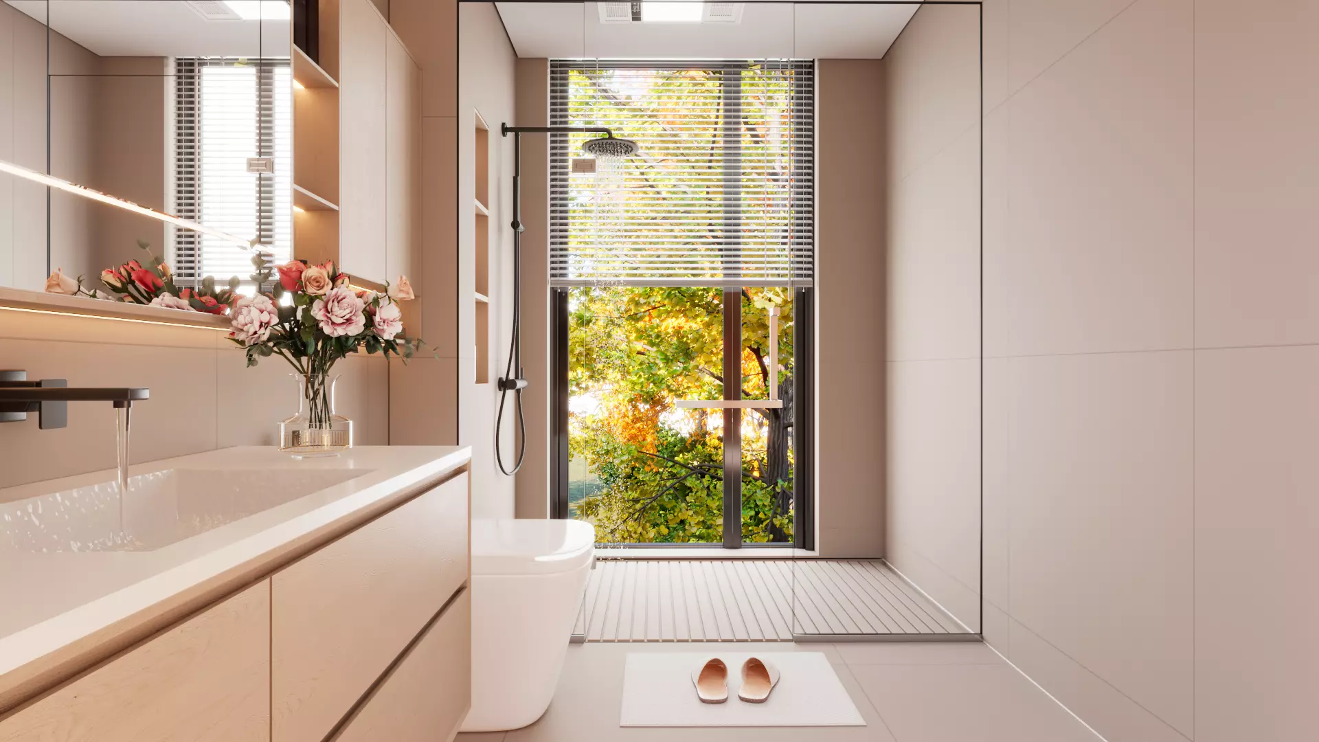 Modern Functional Bathroom 3ds Max and VRay Scene 3D model_0