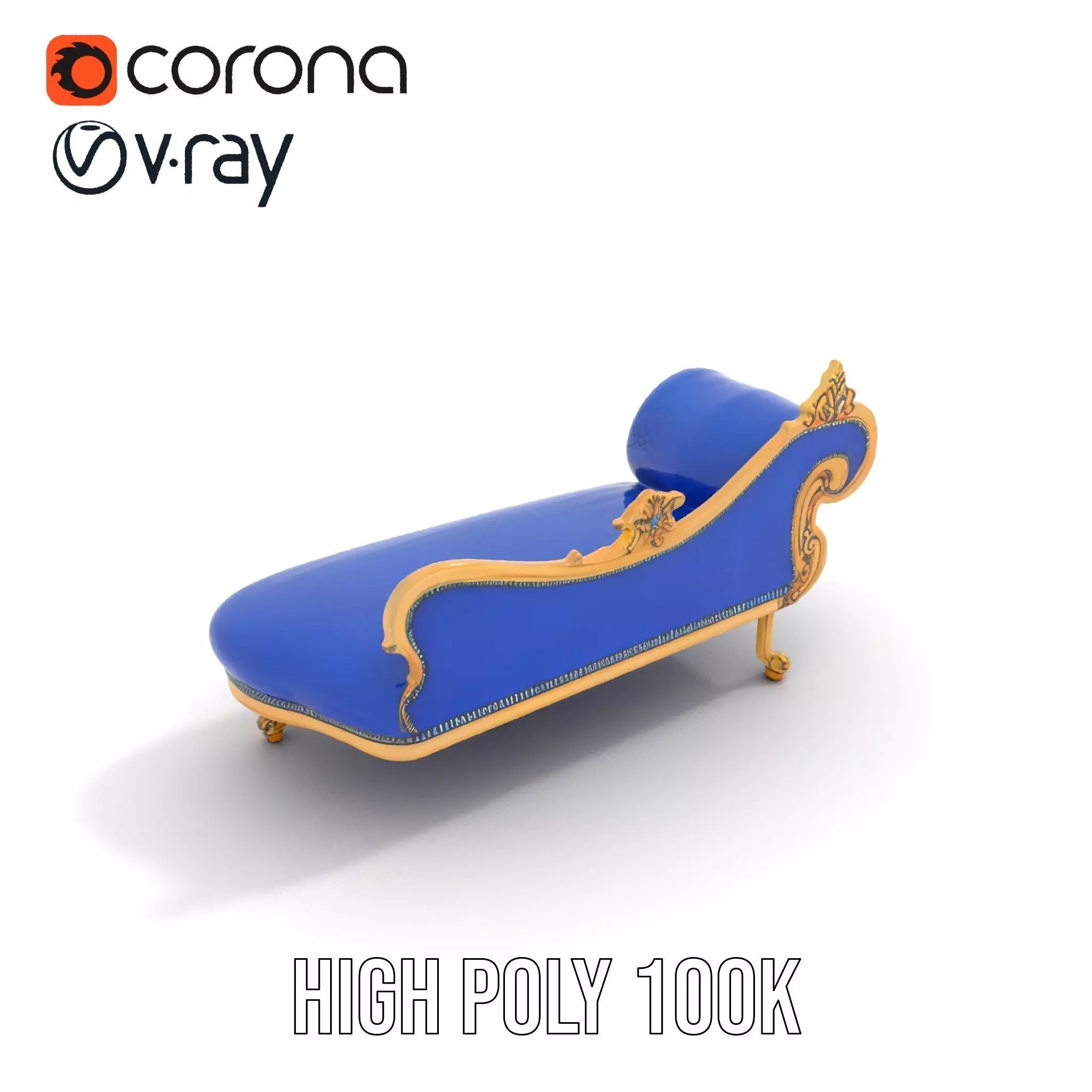 Royal Blue Chaise model pack Low-poly 3D model_22