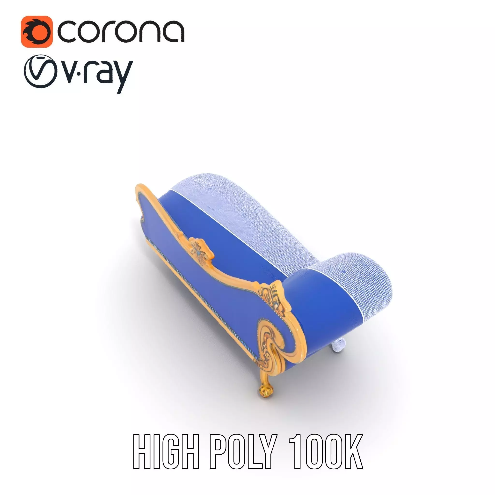 Royal Blue Chaise model pack Low-poly 3D model_27