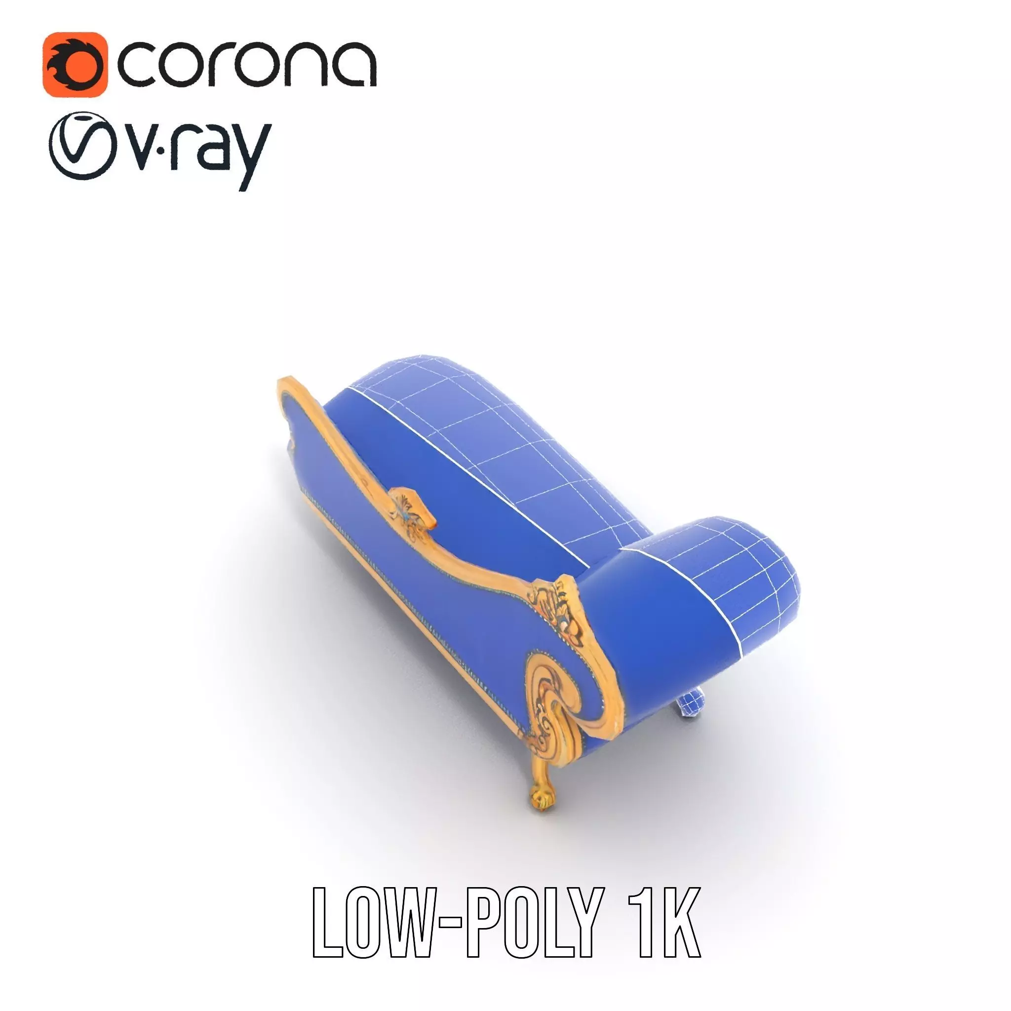 Royal Blue Chaise model pack Low-poly 3D model_21