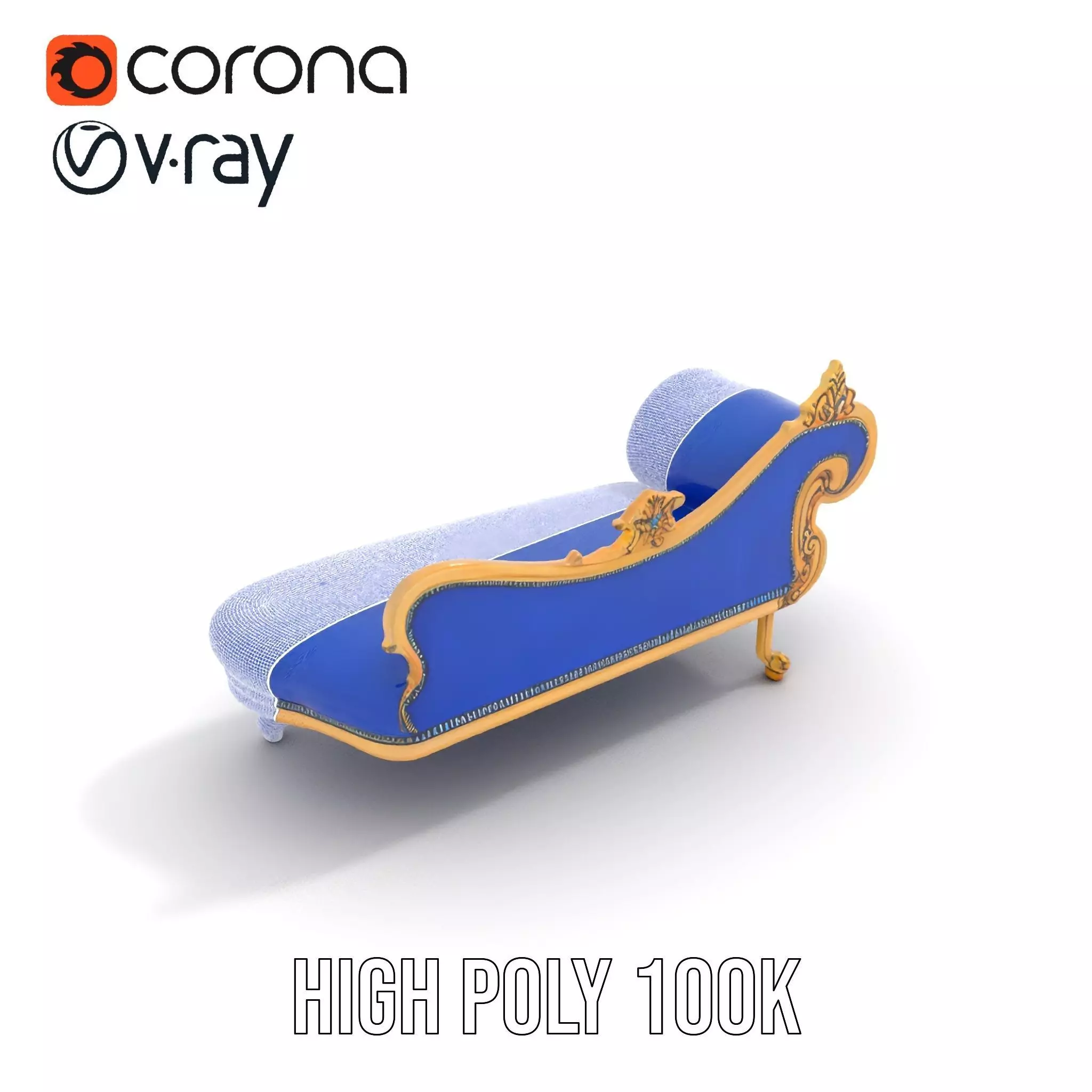 Royal Blue Chaise model pack Low-poly 3D model_33