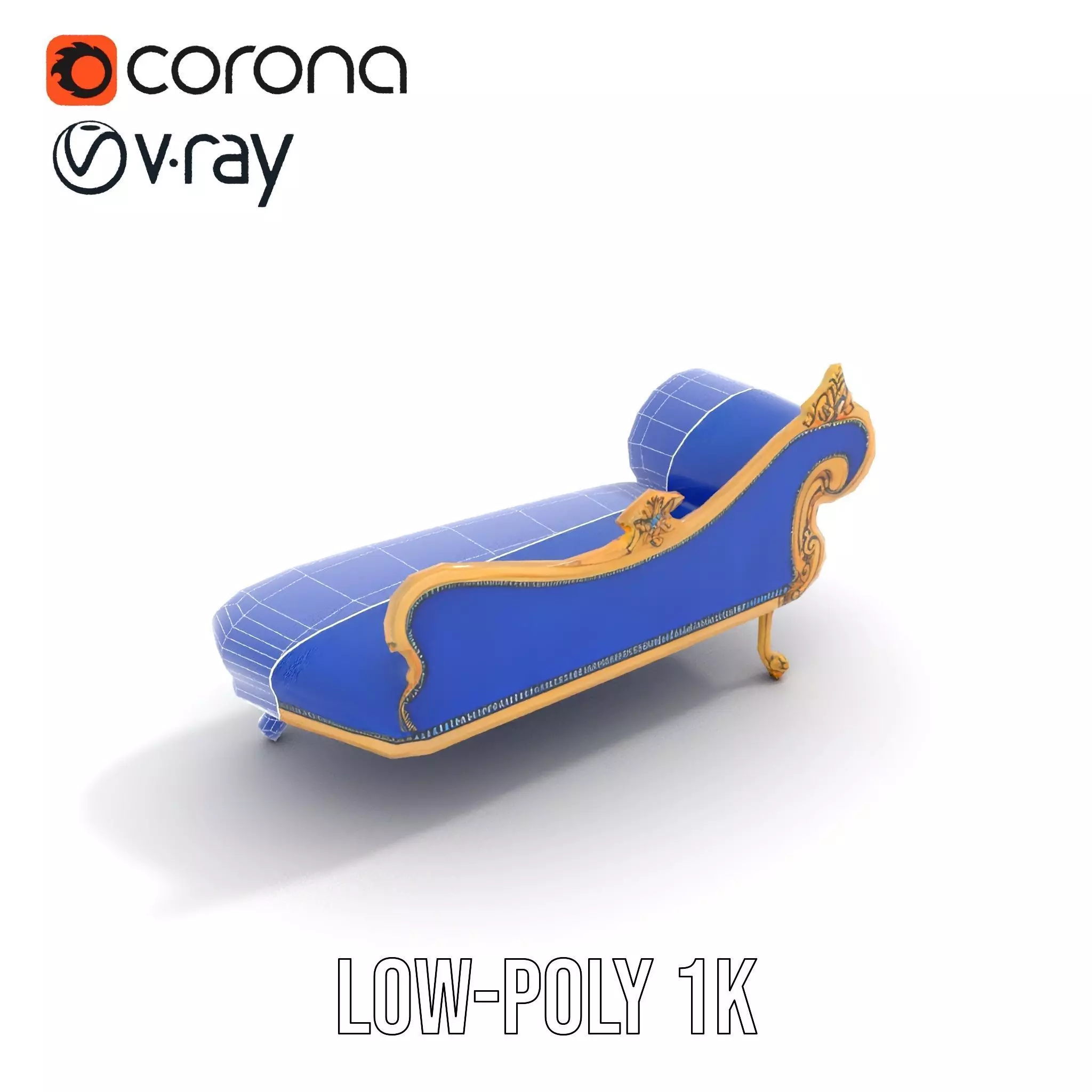 Royal Blue Chaise model pack Low-poly 3D model_18