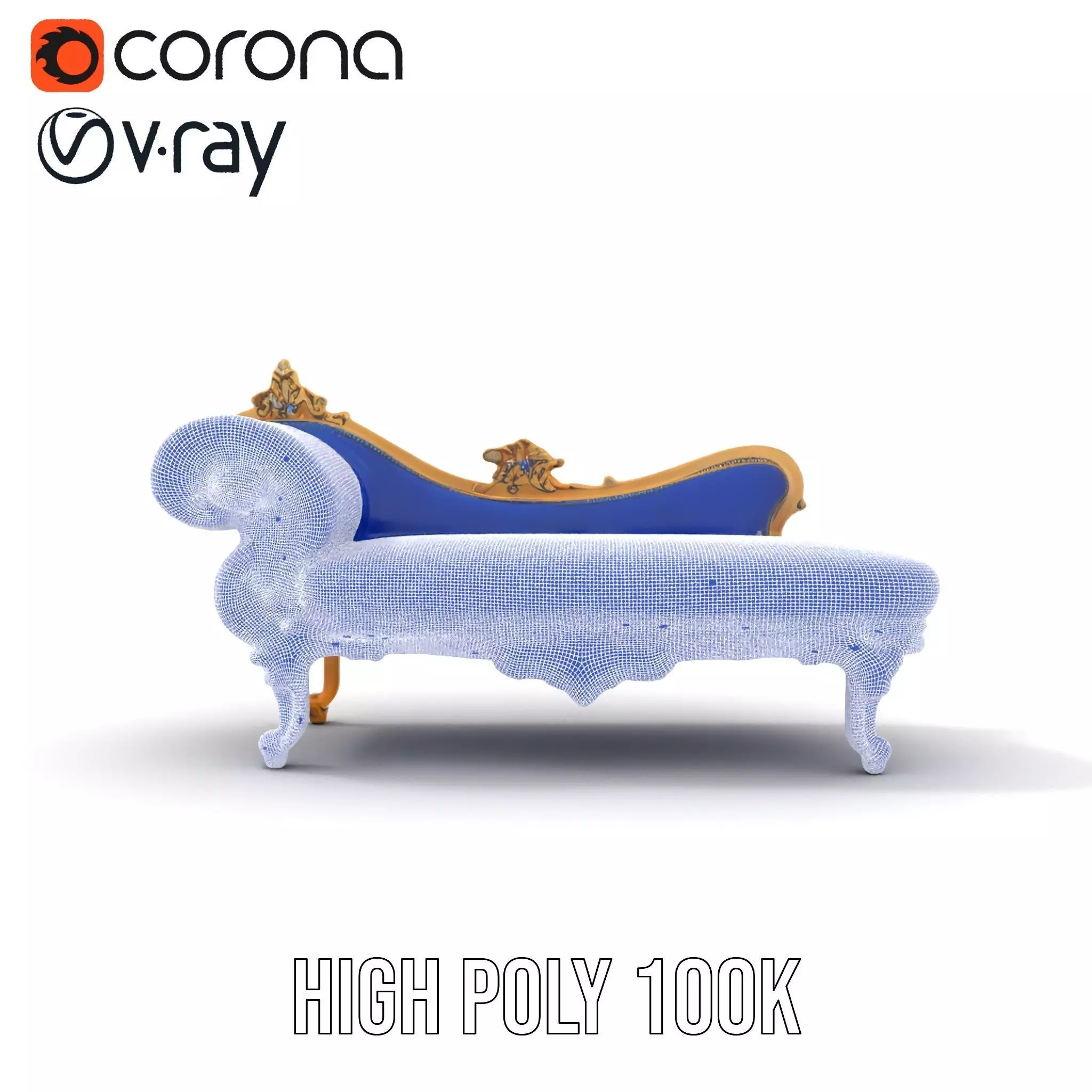 Royal Blue Chaise model pack Low-poly 3D model_35