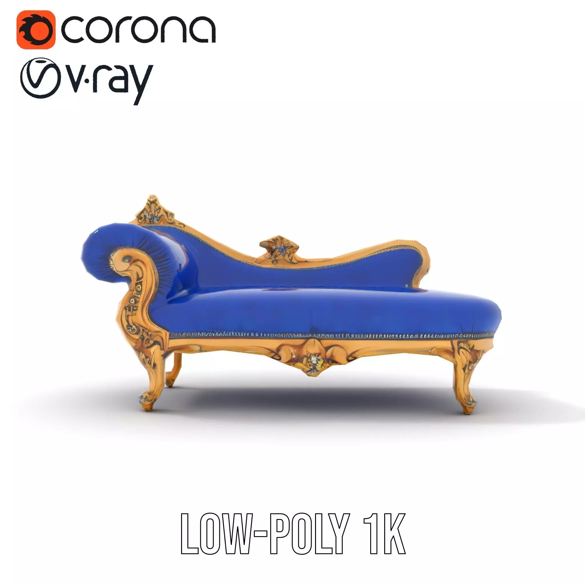 Royal Blue Chaise model pack Low-poly 3D model_15