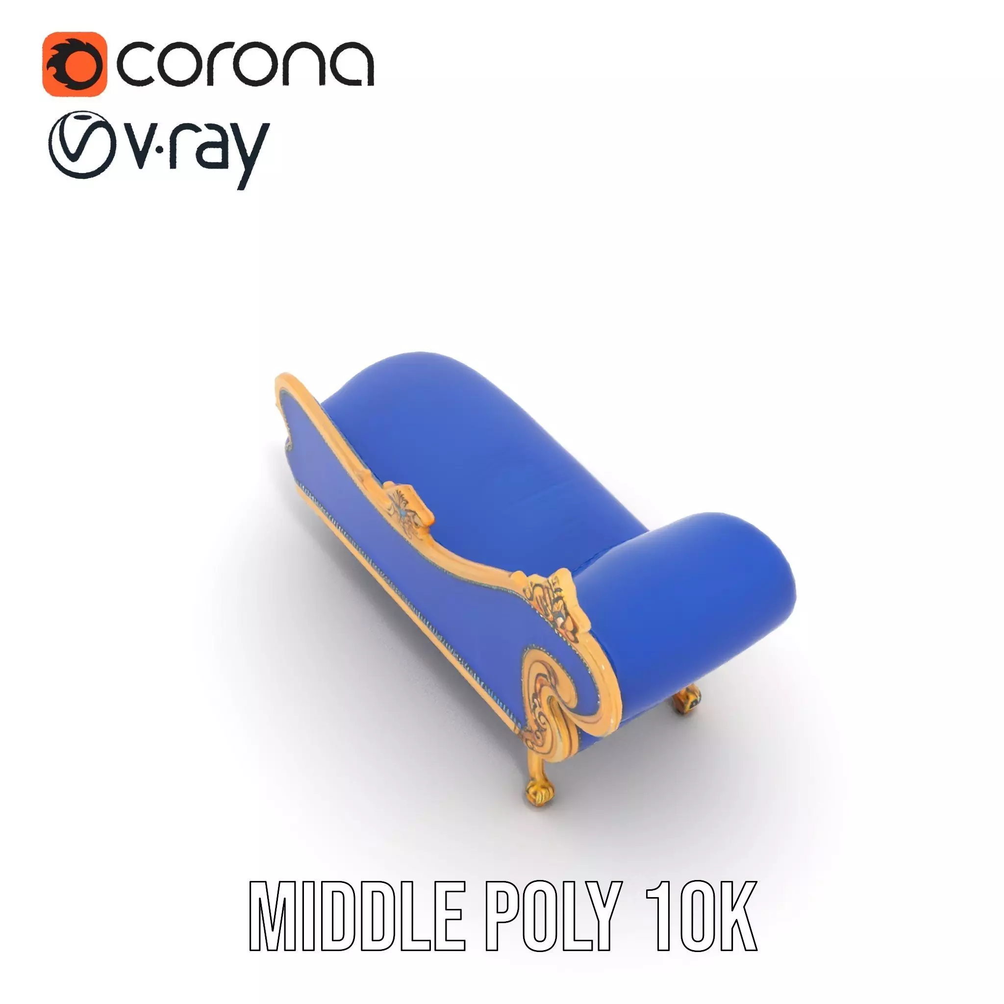 Royal Blue Chaise model pack Low-poly 3D model_6