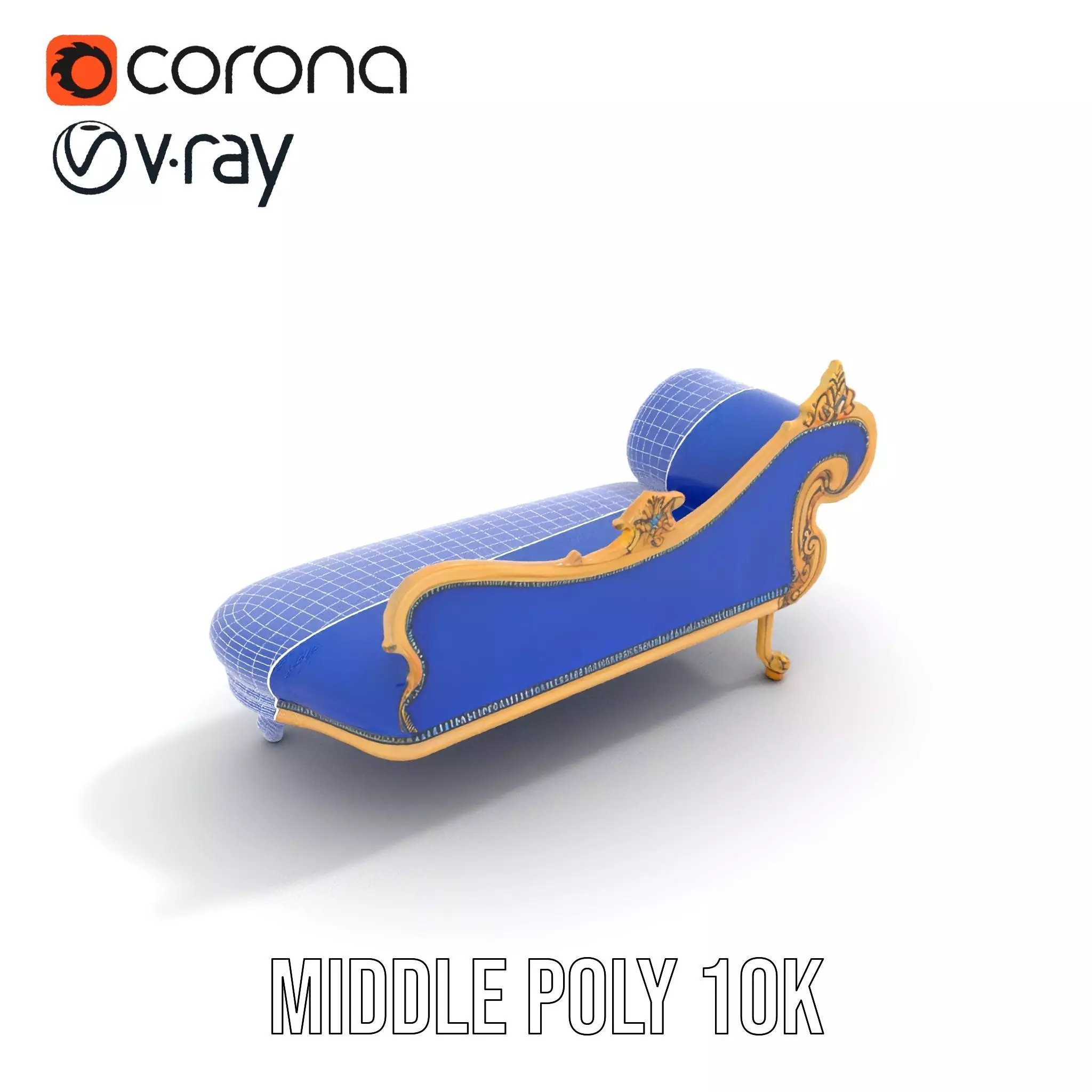 Royal Blue Chaise model pack Low-poly 3D model_28