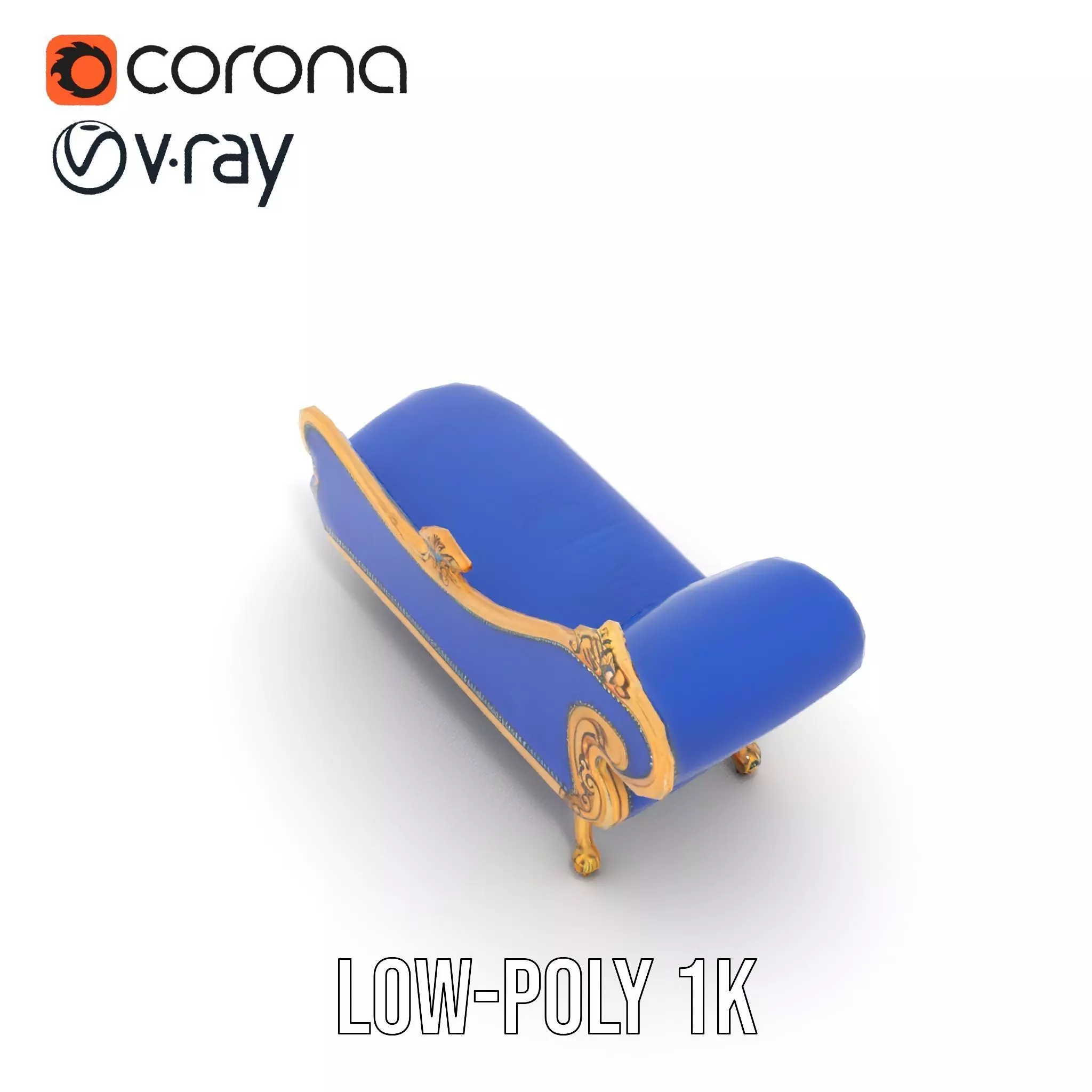Royal Blue Chaise model pack Low-poly 3D model_10