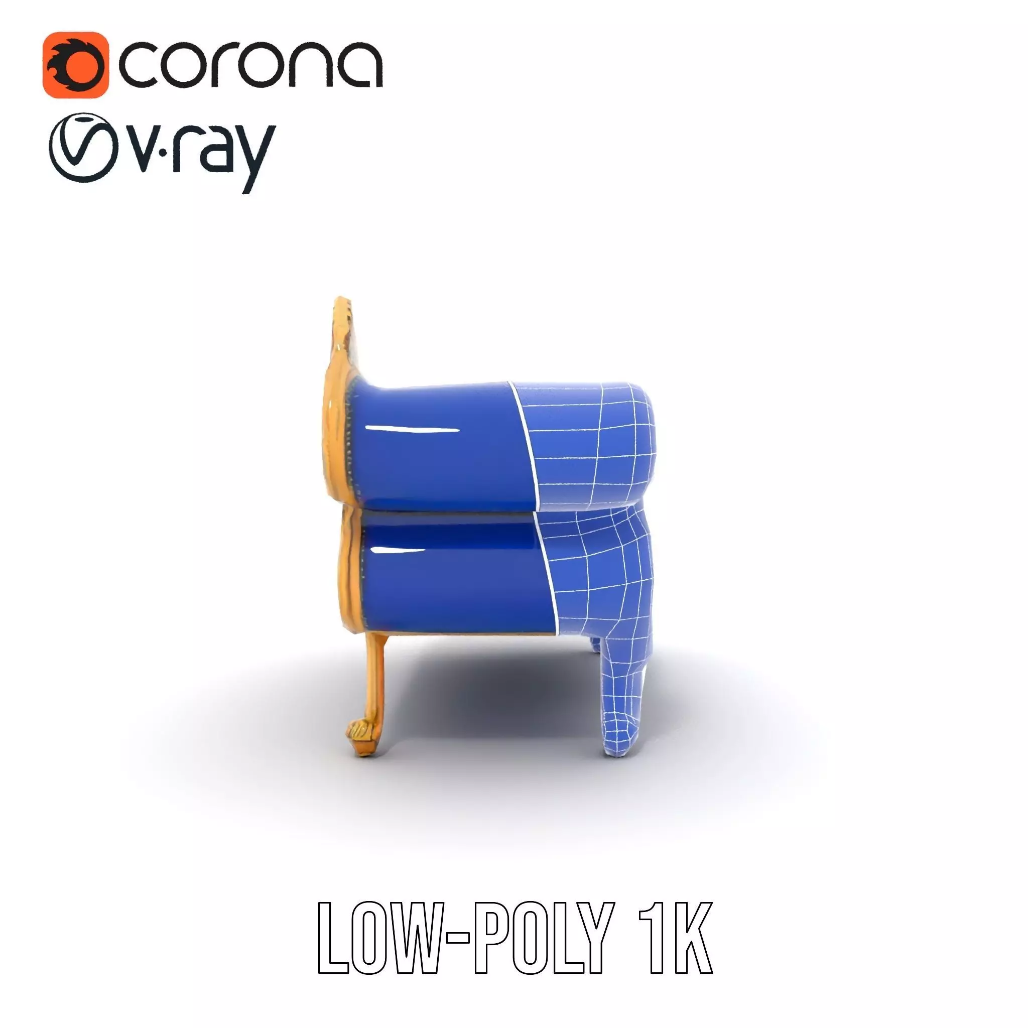 Royal Blue Chaise model pack Low-poly 3D model_26