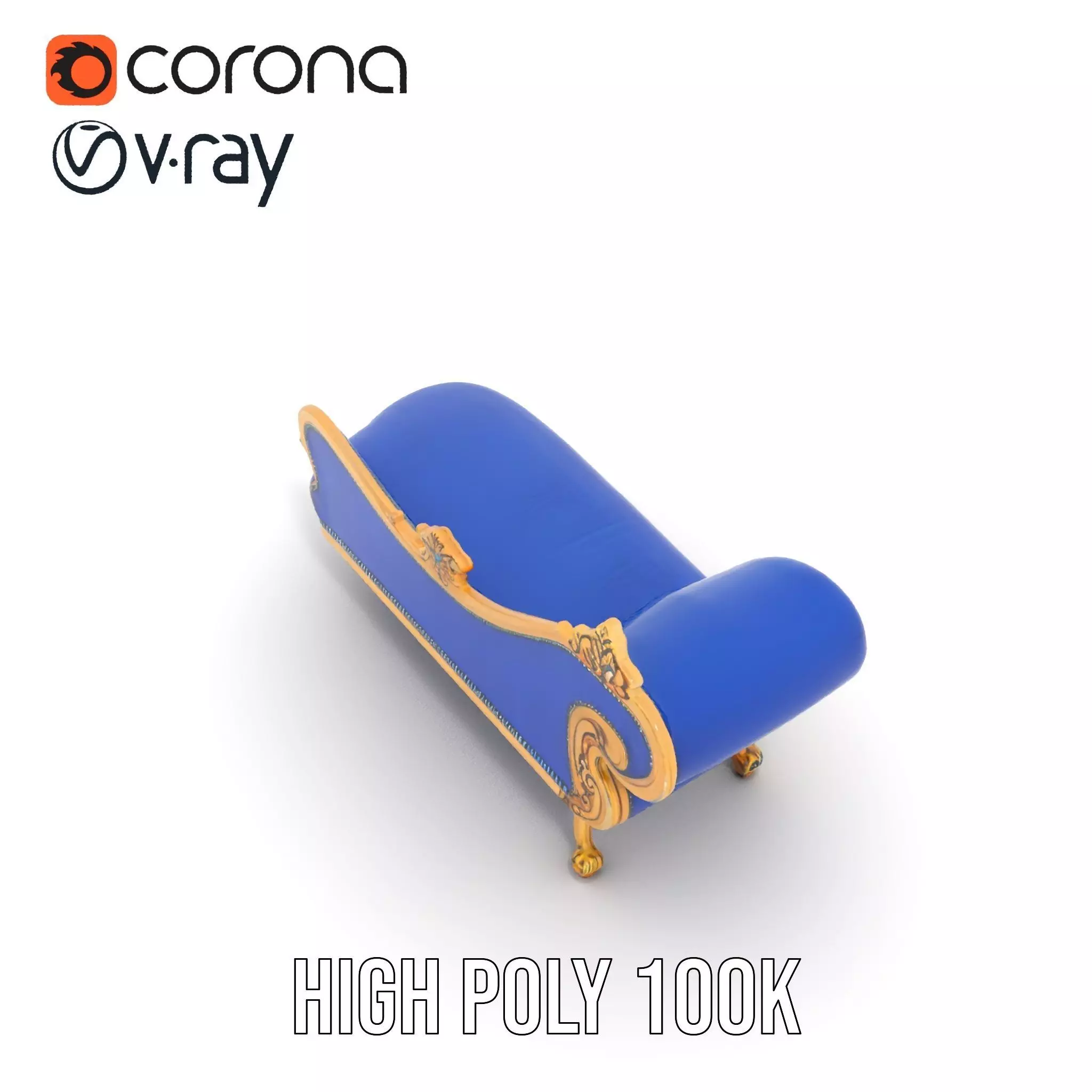 Royal Blue Chaise model pack Low-poly 3D model_16