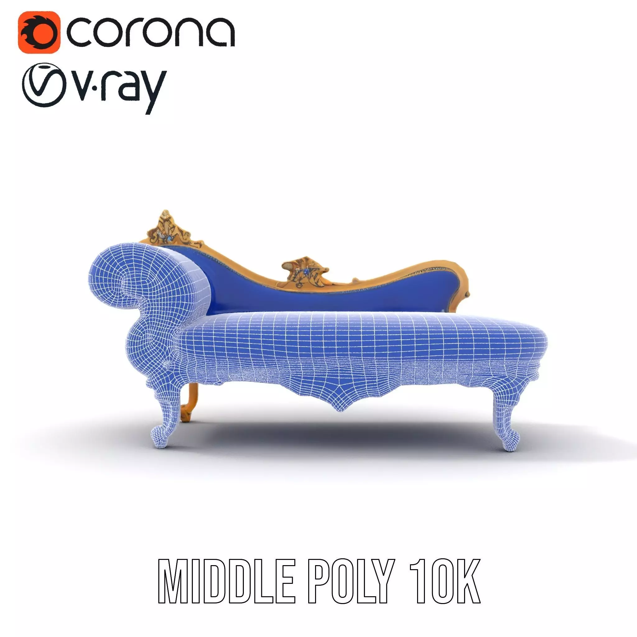 Royal Blue Chaise model pack Low-poly 3D model_23