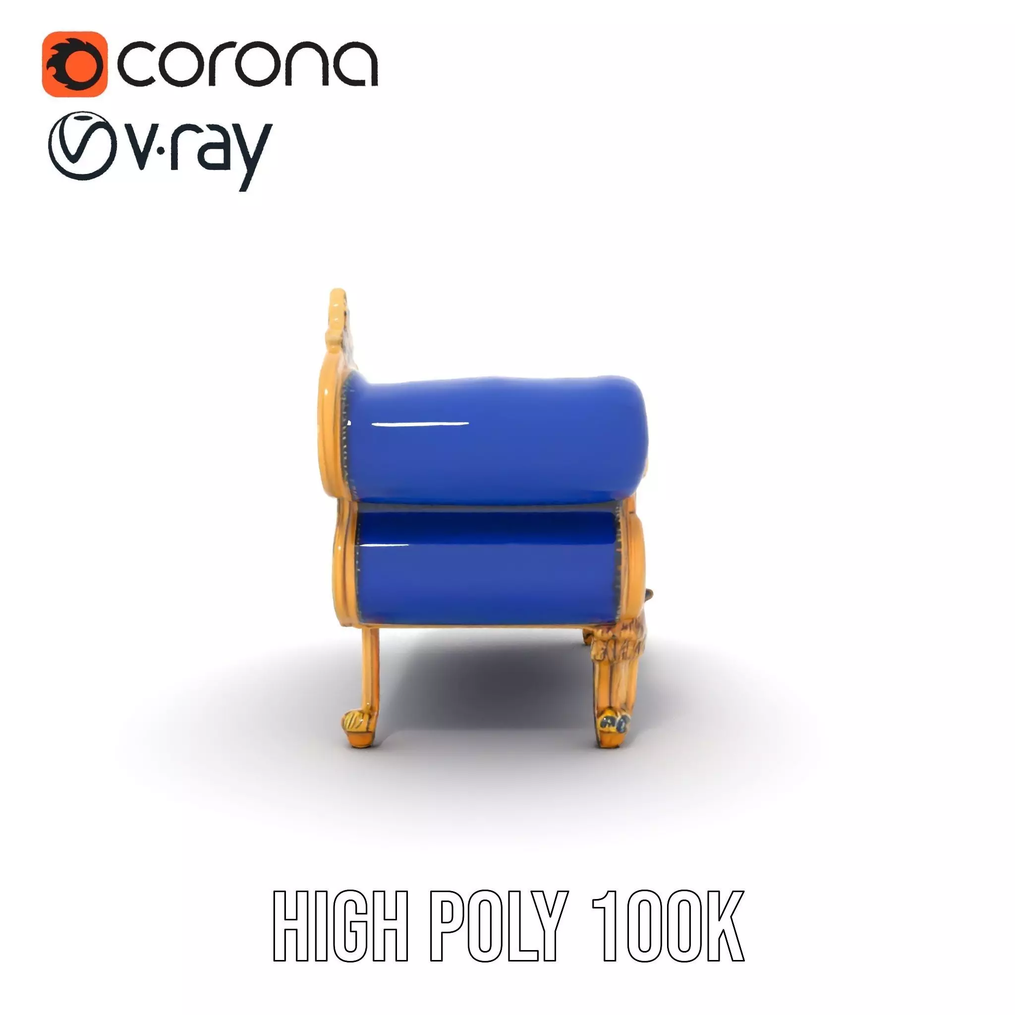 Royal Blue Chaise model pack Low-poly 3D model_30