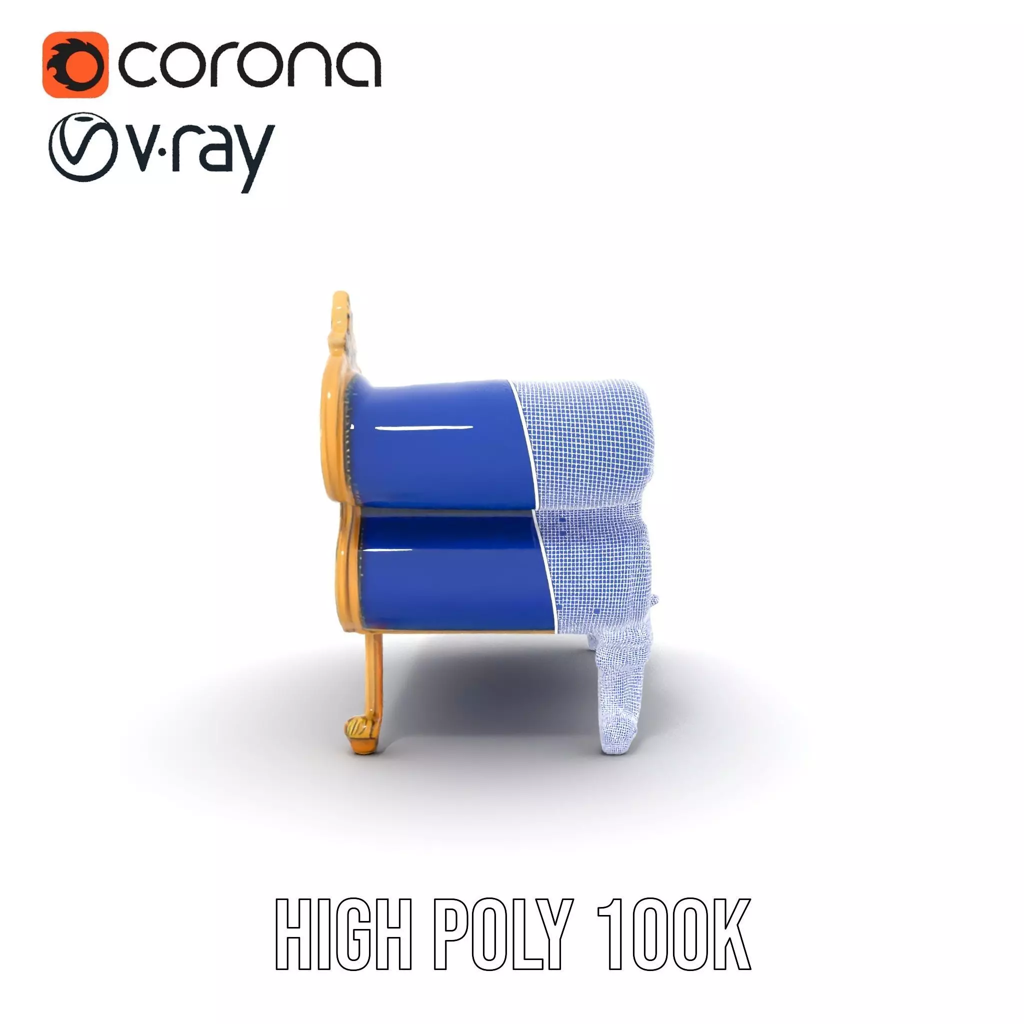 Royal Blue Chaise model pack Low-poly 3D model_34