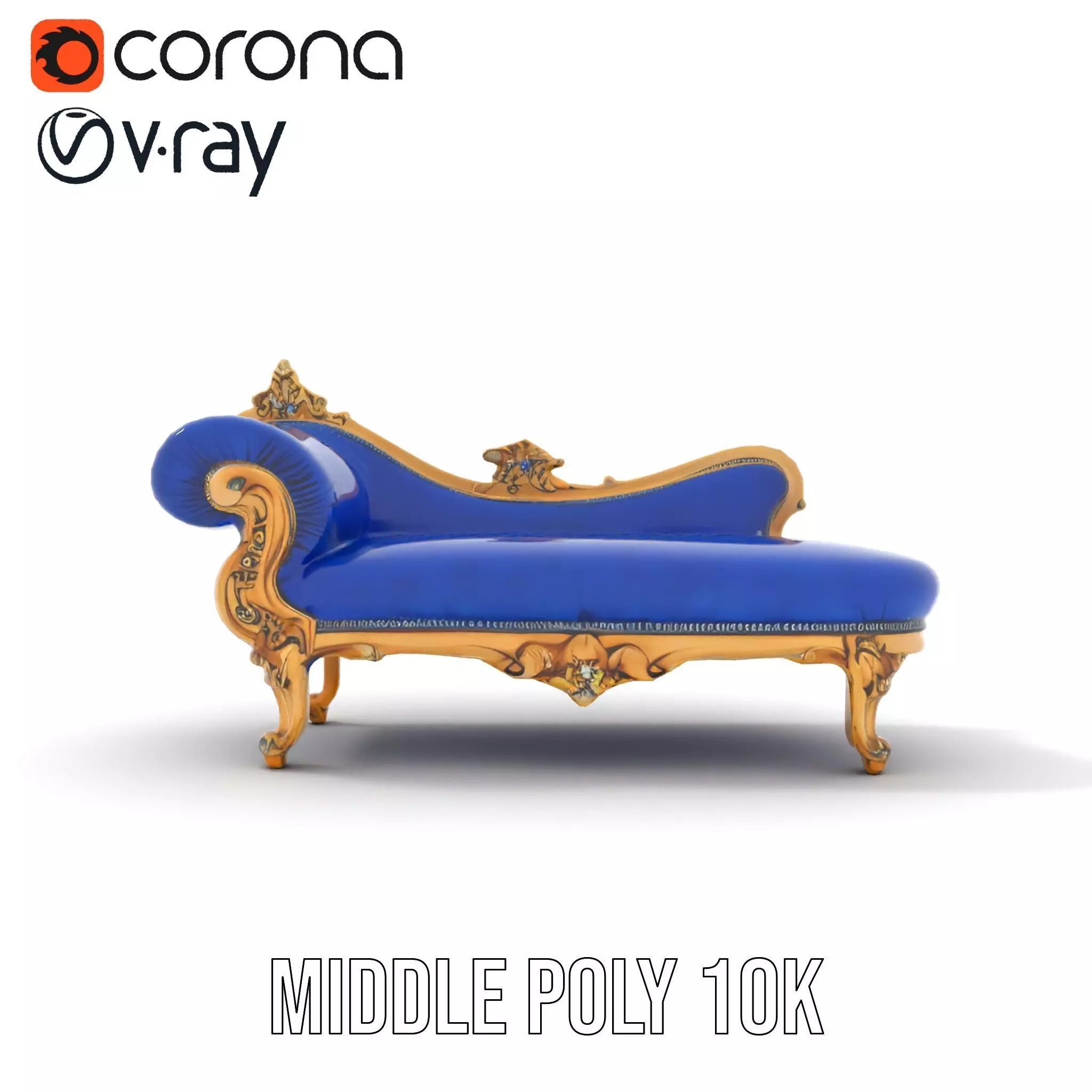 Royal Blue Chaise model pack Low-poly 3D model_7