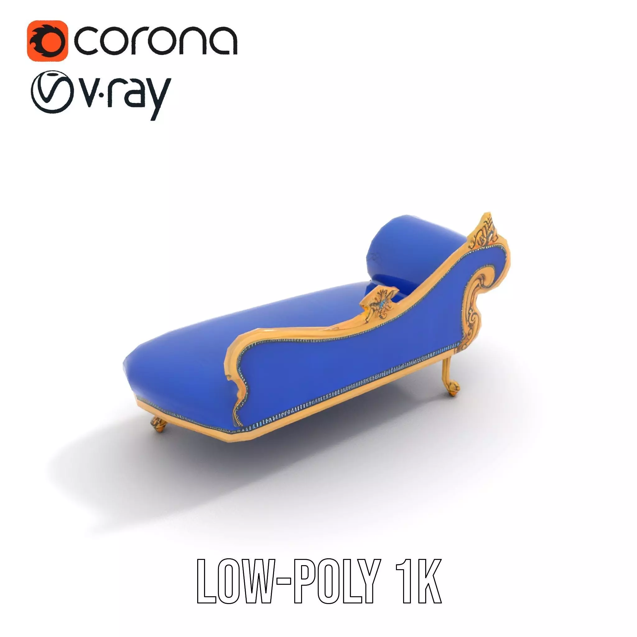 Royal Blue Chaise model pack Low-poly 3D model_8