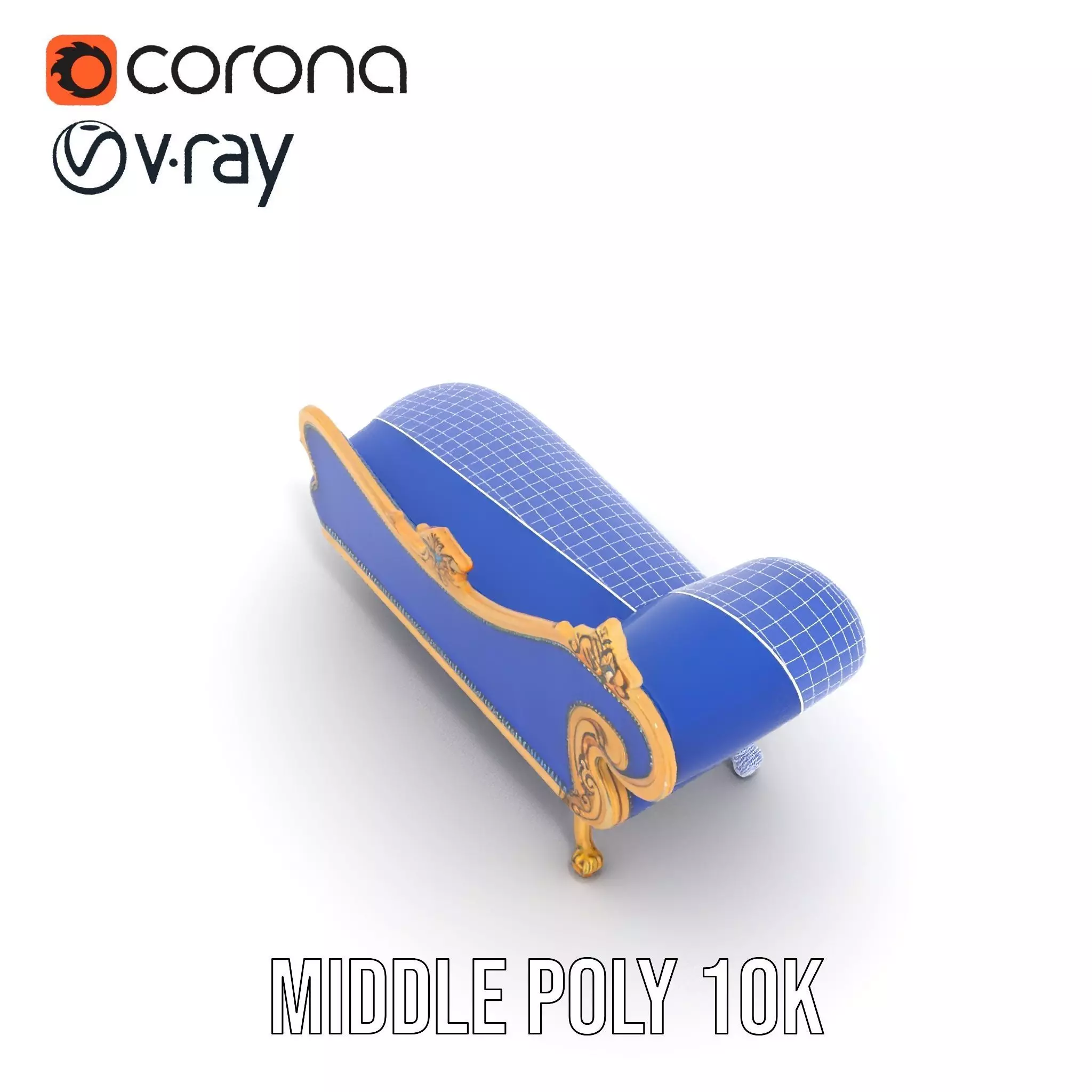 Royal Blue Chaise model pack Low-poly 3D model_25