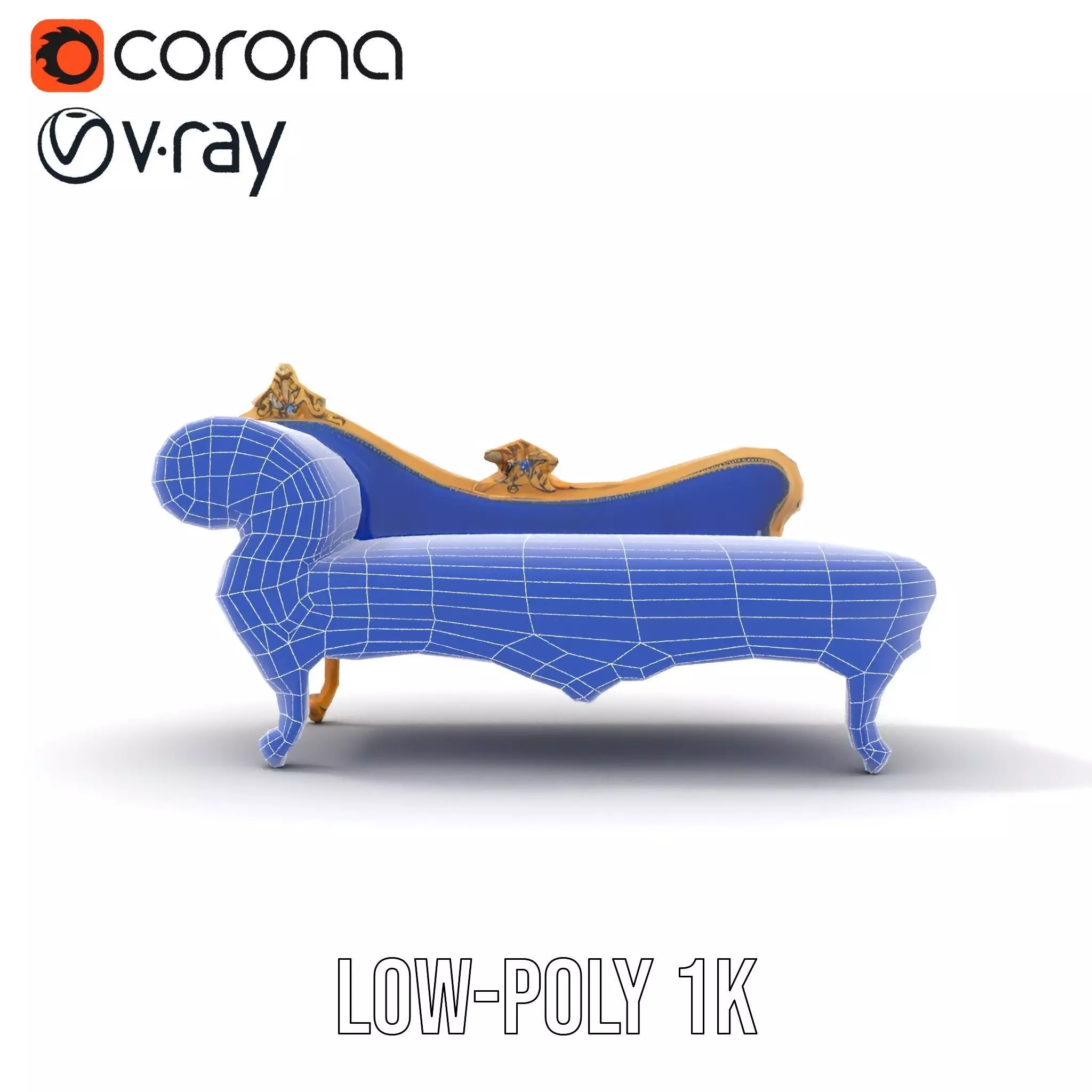 Royal Blue Chaise model pack Low-poly 3D model_32