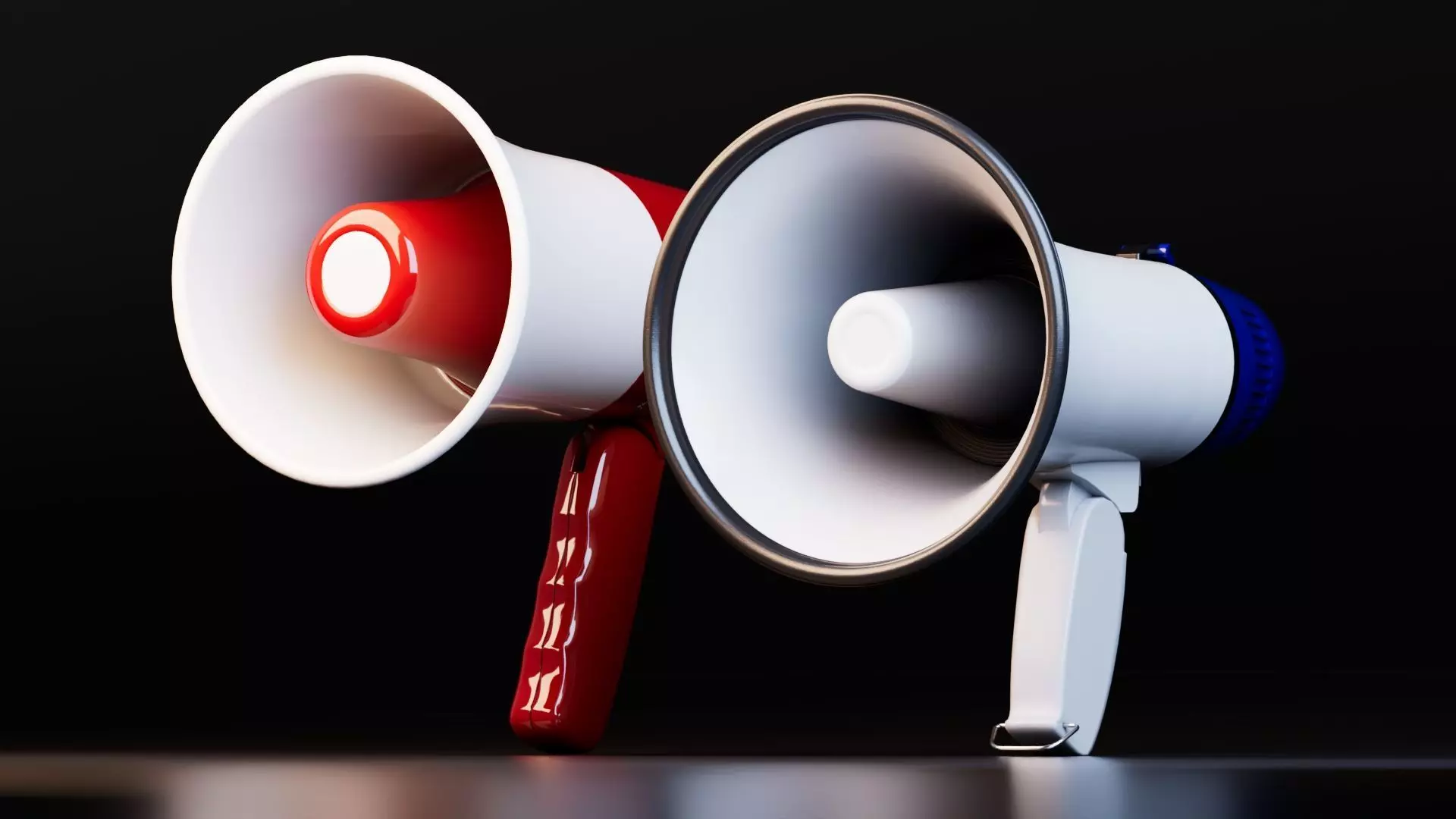 Realistic Dual Megaphones Low-poly 3D model_1