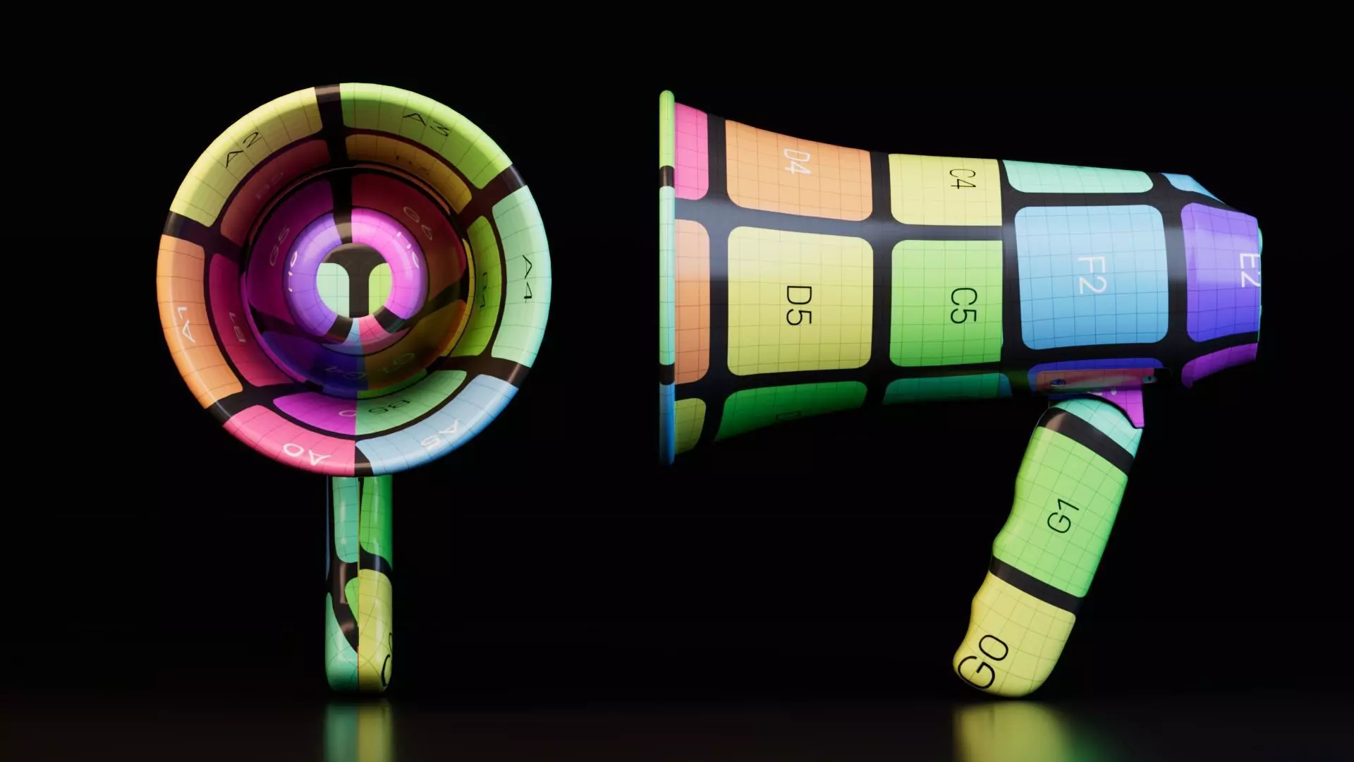 Realistic Dual Megaphones Low-poly 3D model_16