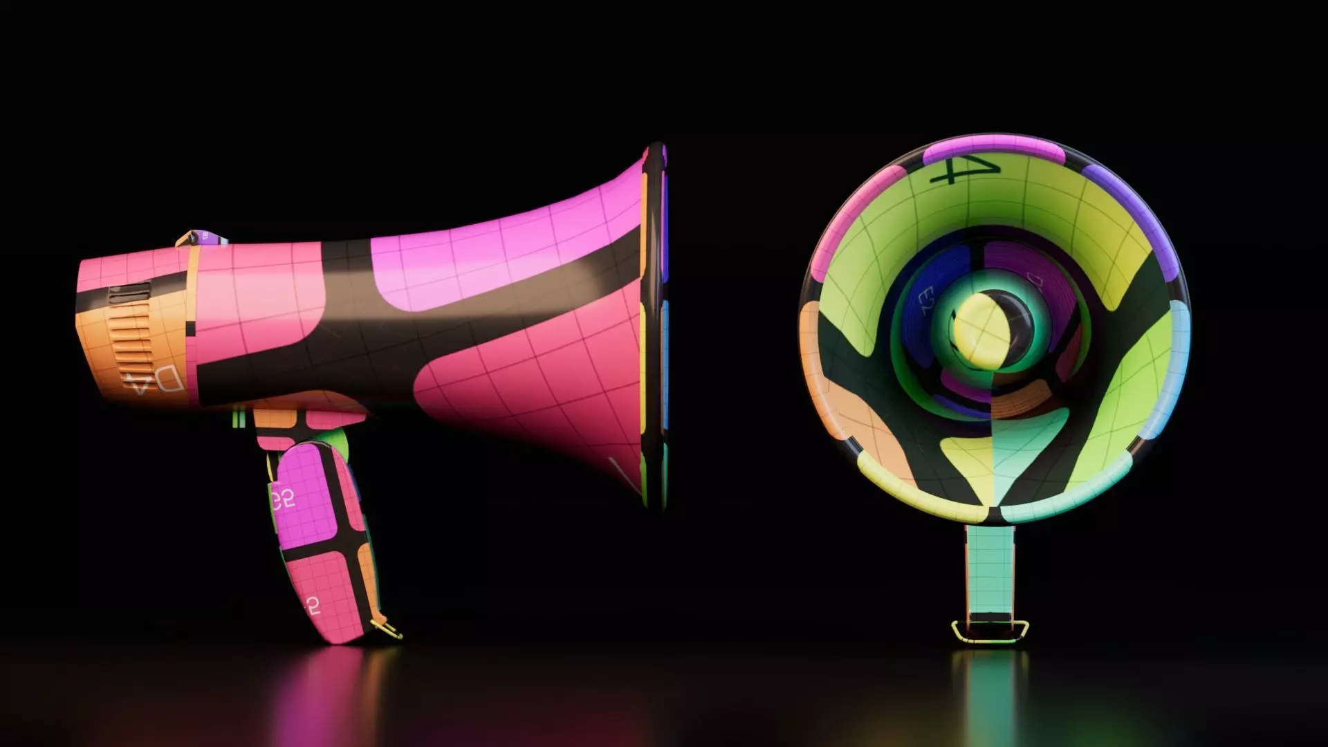 Realistic Dual Megaphones Low-poly 3D model_18