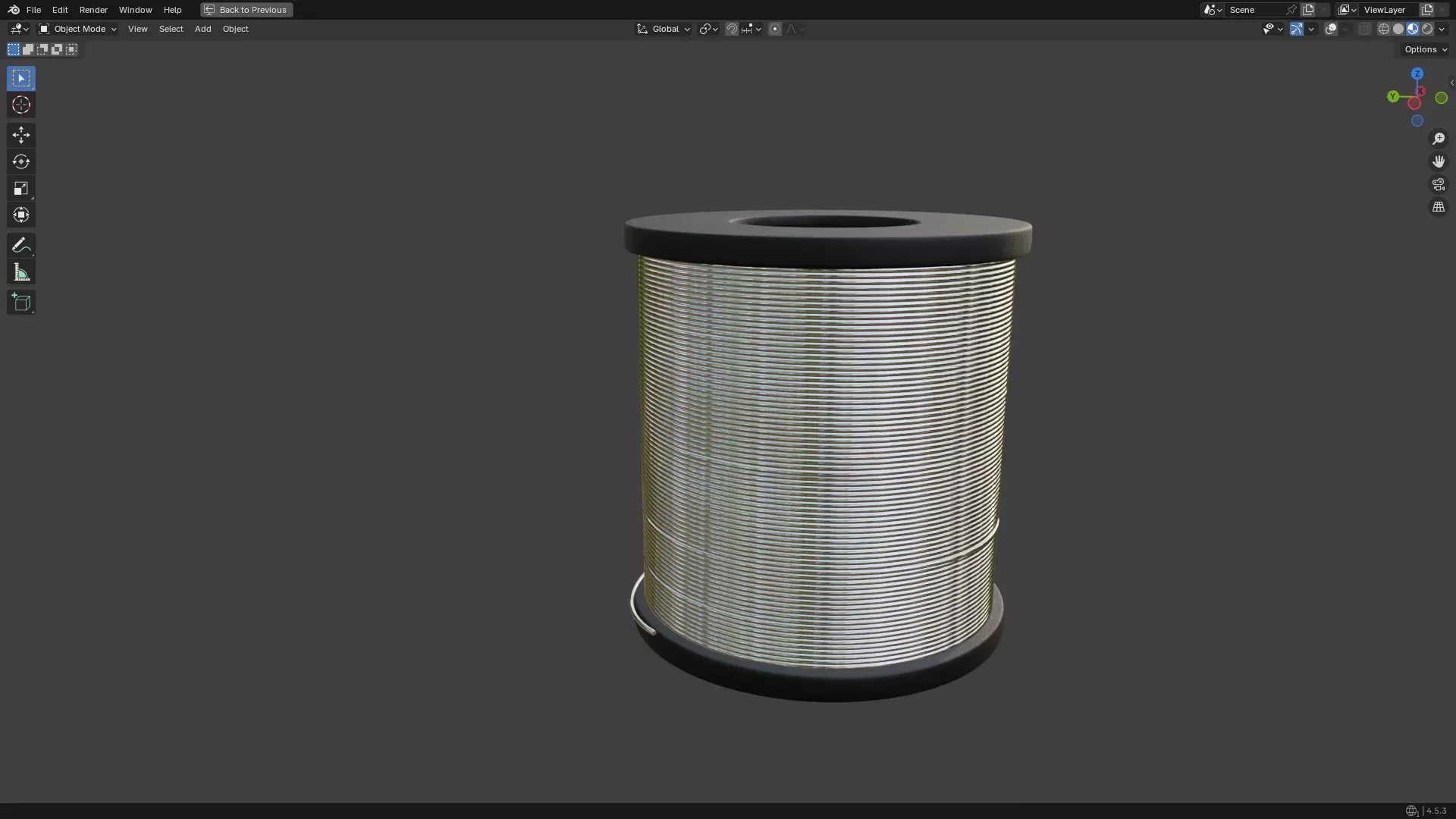 Solder Spool of Silver Wire PBR 3D model_8