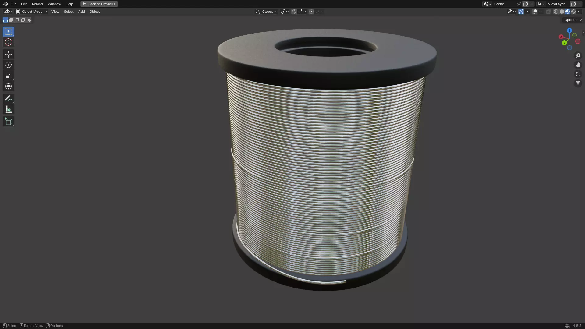 Solder Spool of Silver Wire PBR 3D model_10