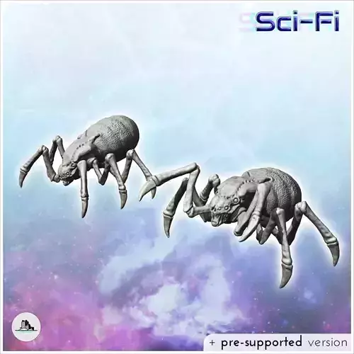 Set of two alien creatures with six legs 37 - Future Sci-Fi SF P