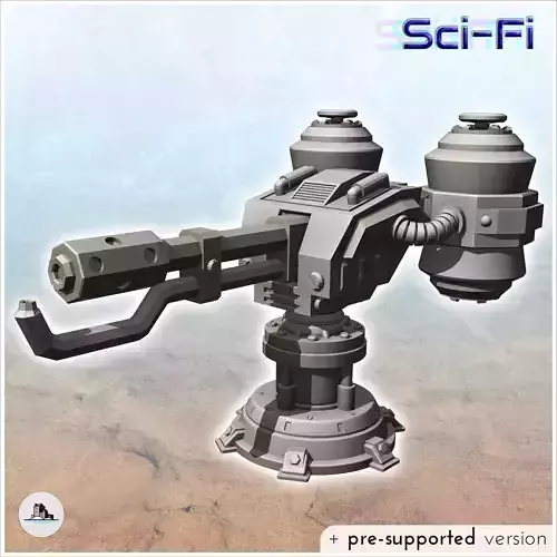 Futuristic turret with cannon and double reloading pods 2 - Futu
