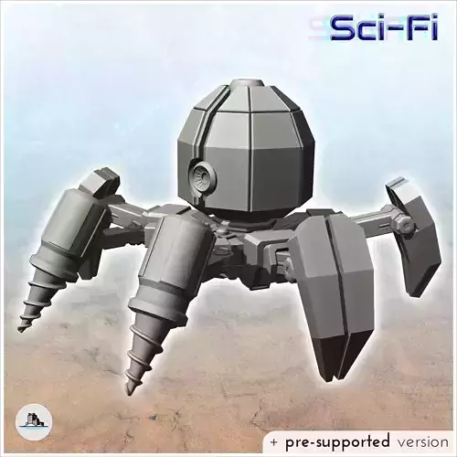 Mining spider robot with double drill and legs 3 - Future Sci-Fi