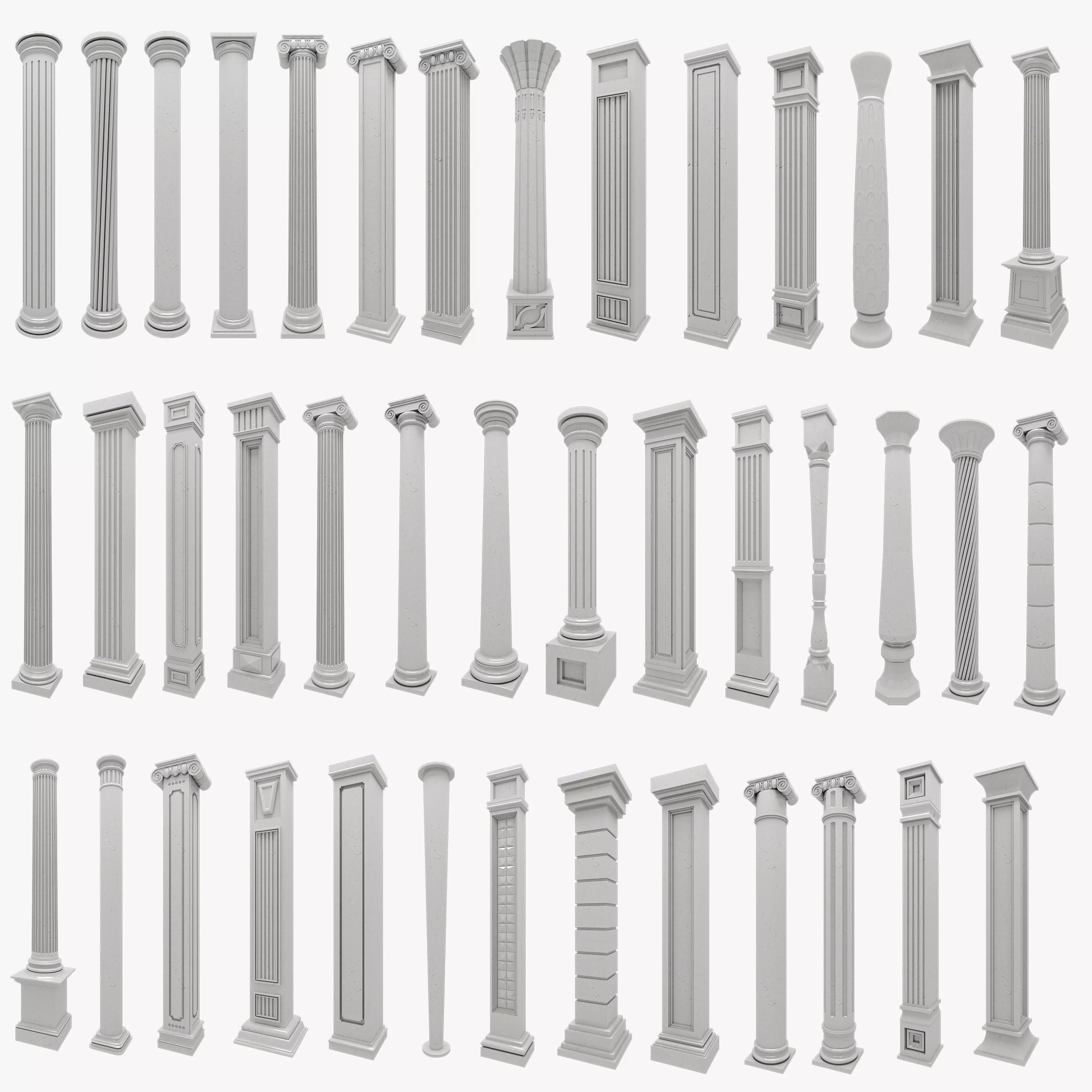 Classical columns pilasters collection 3D model