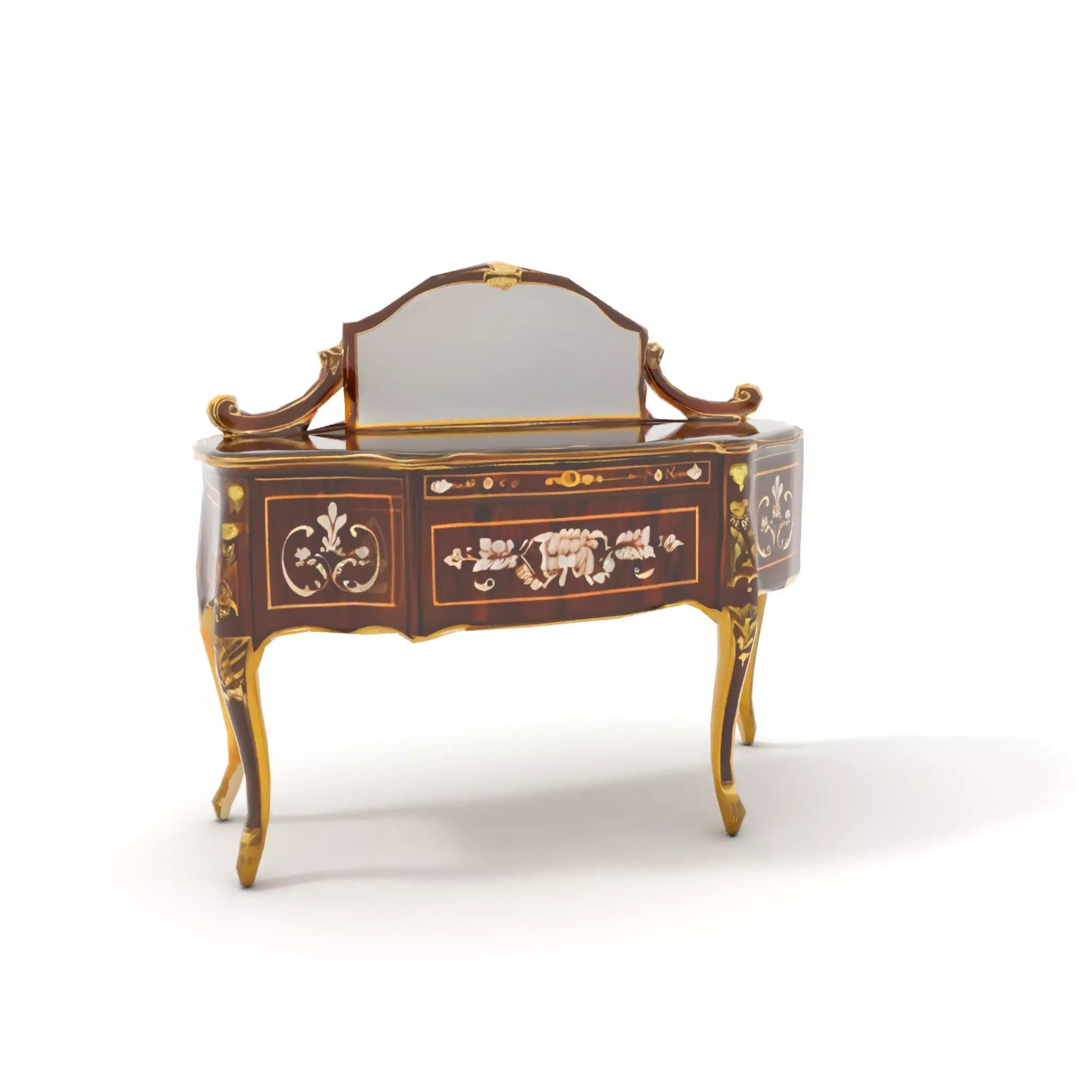 Elegant Walnut Vanity model pack Low-poly 3D model_8