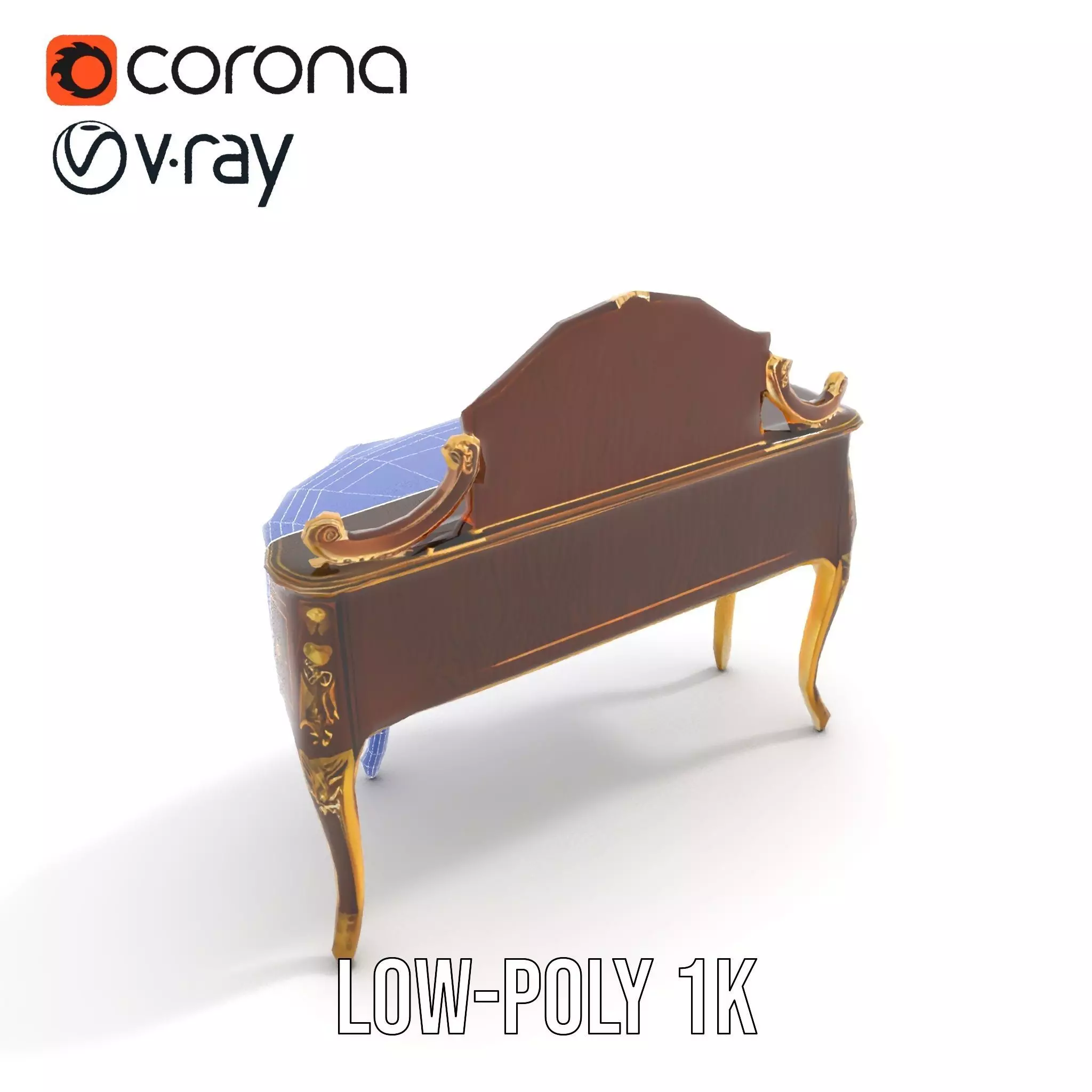 Elegant Walnut Vanity model pack Low-poly 3D model_23