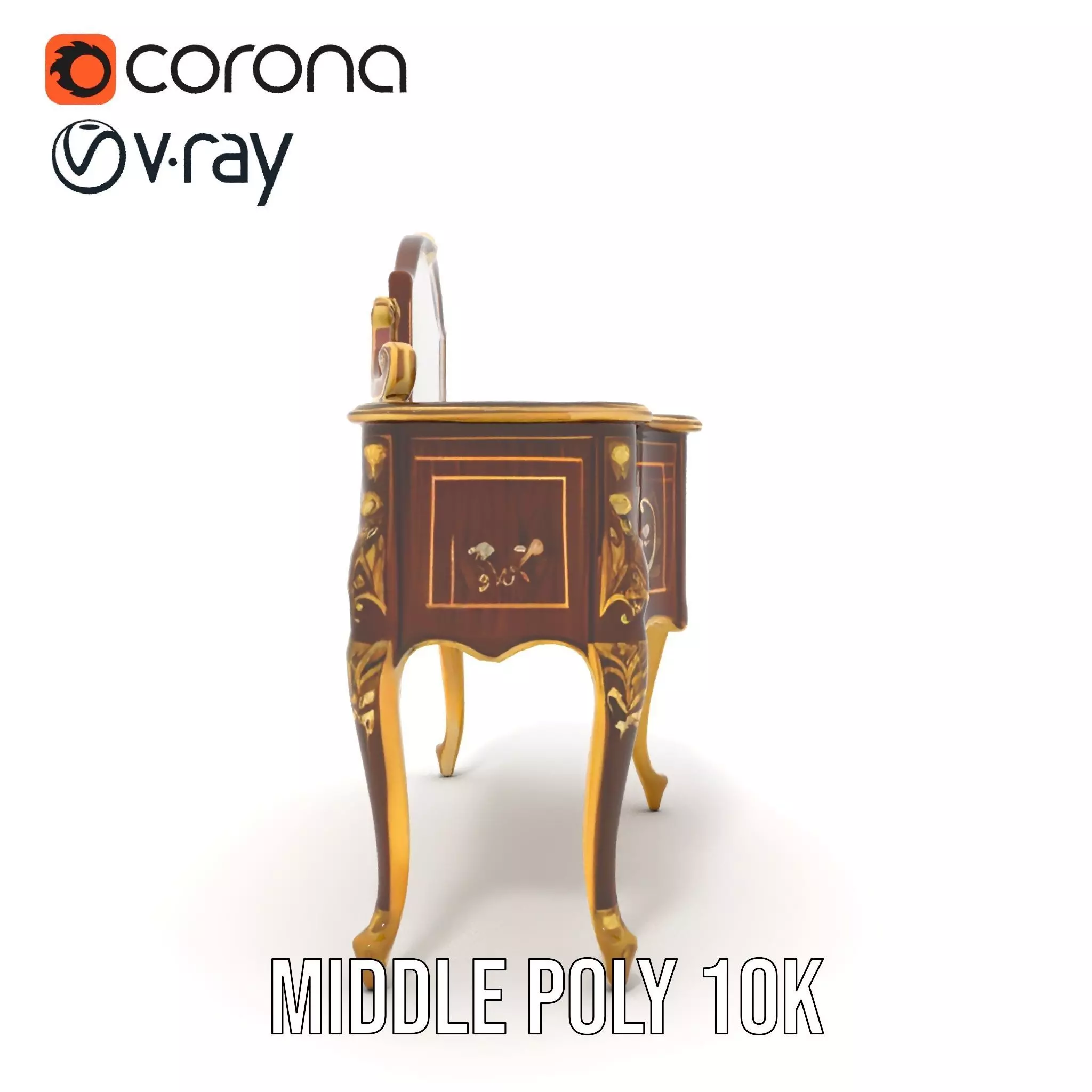 Elegant Walnut Vanity model pack Low-poly 3D model_17