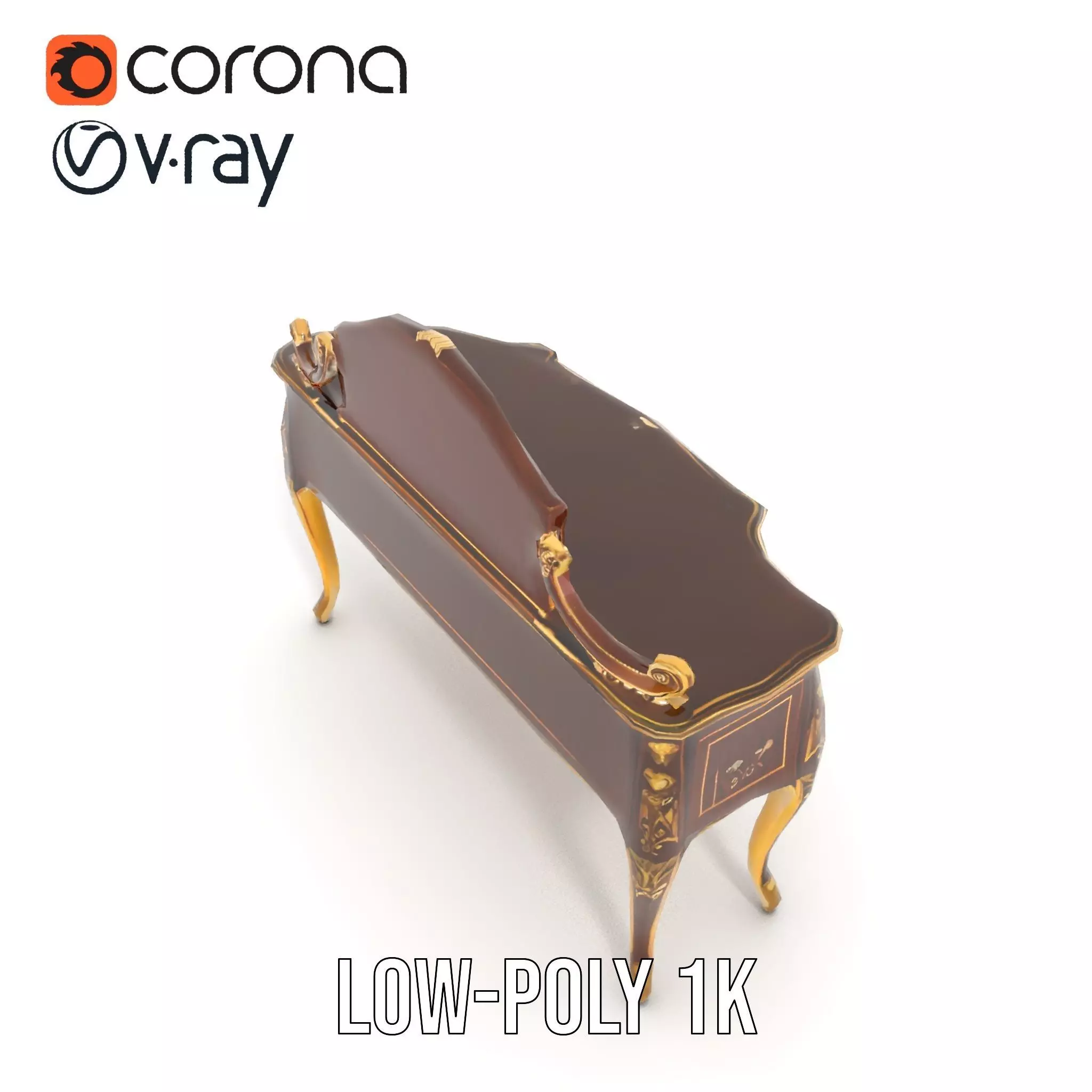 Elegant Walnut Vanity model pack Low-poly 3D model_10
