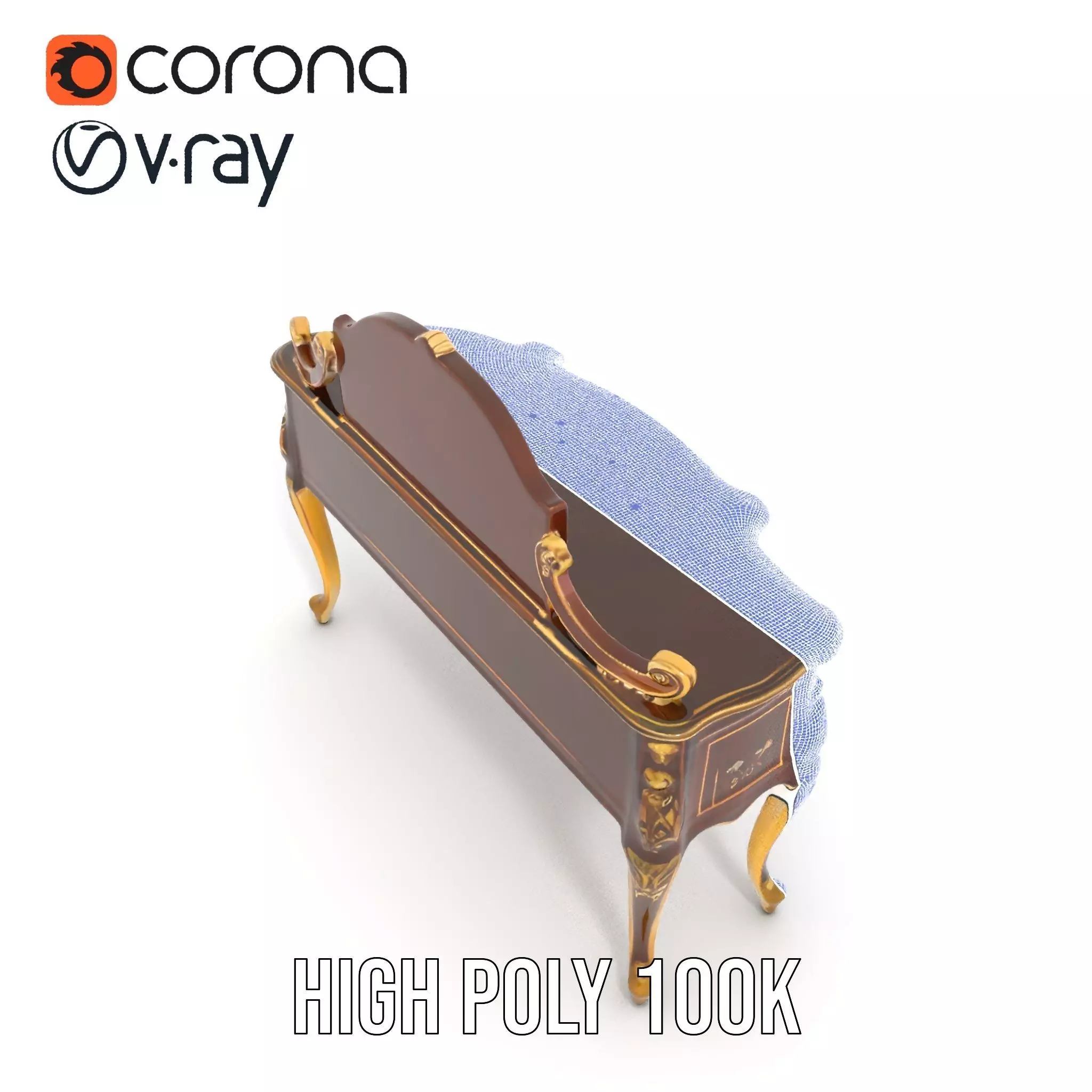 Elegant Walnut Vanity model pack Low-poly 3D model_35