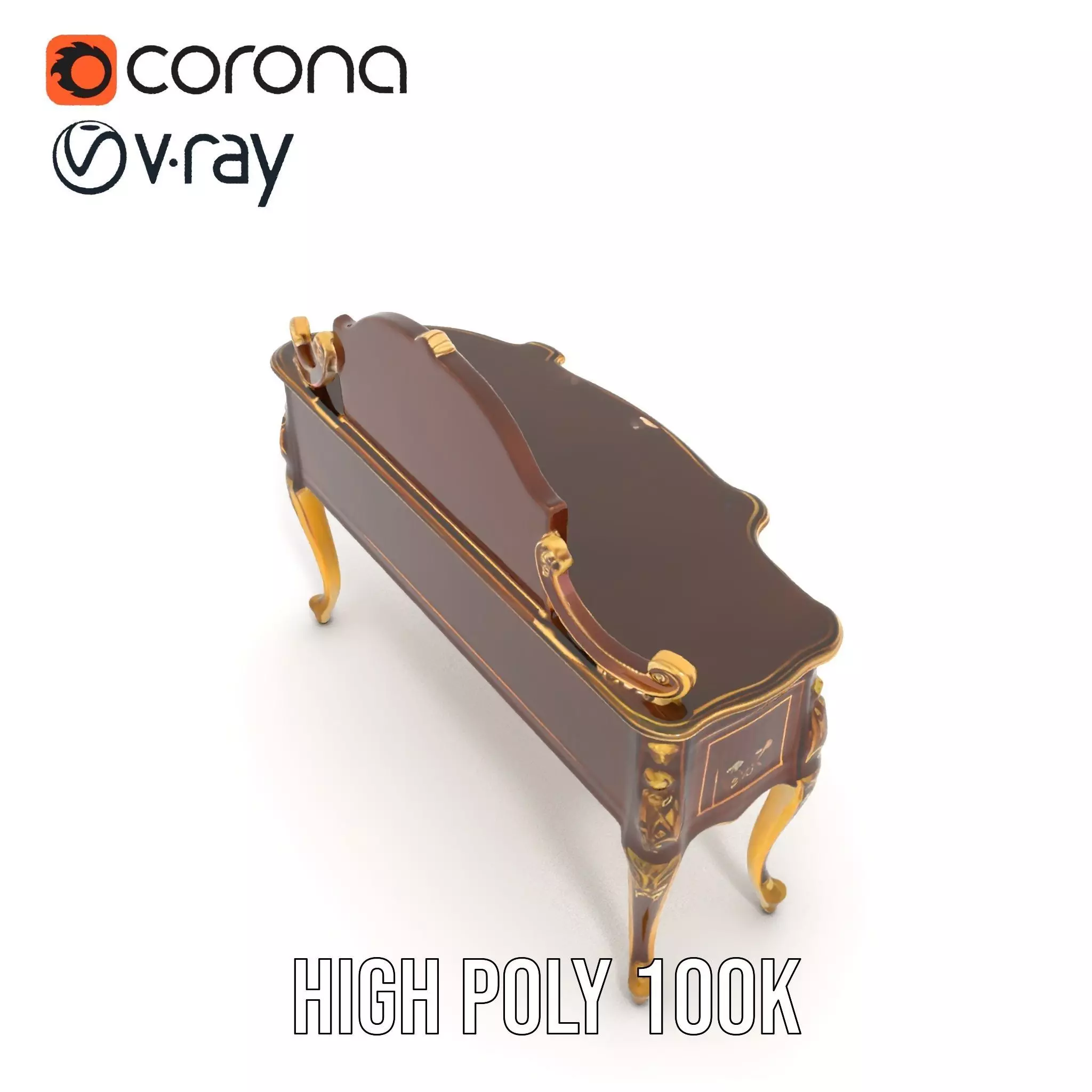 Elegant Walnut Vanity model pack Low-poly 3D model_16