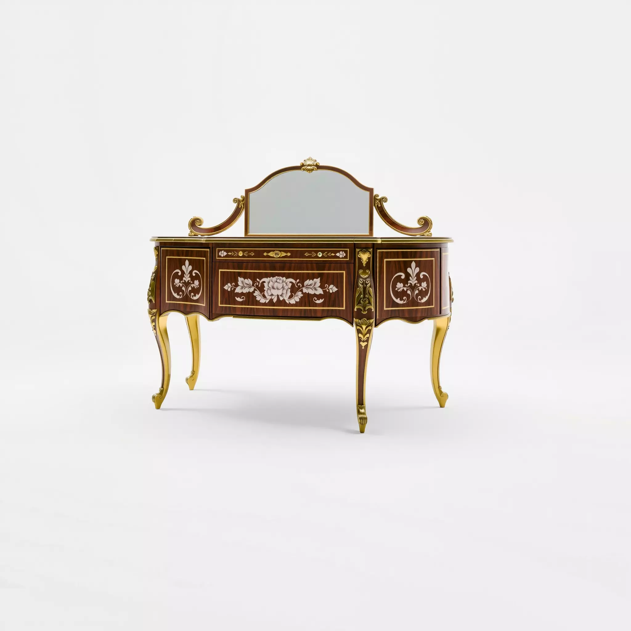 Elegant Walnut Vanity model pack Low-poly 3D model_3