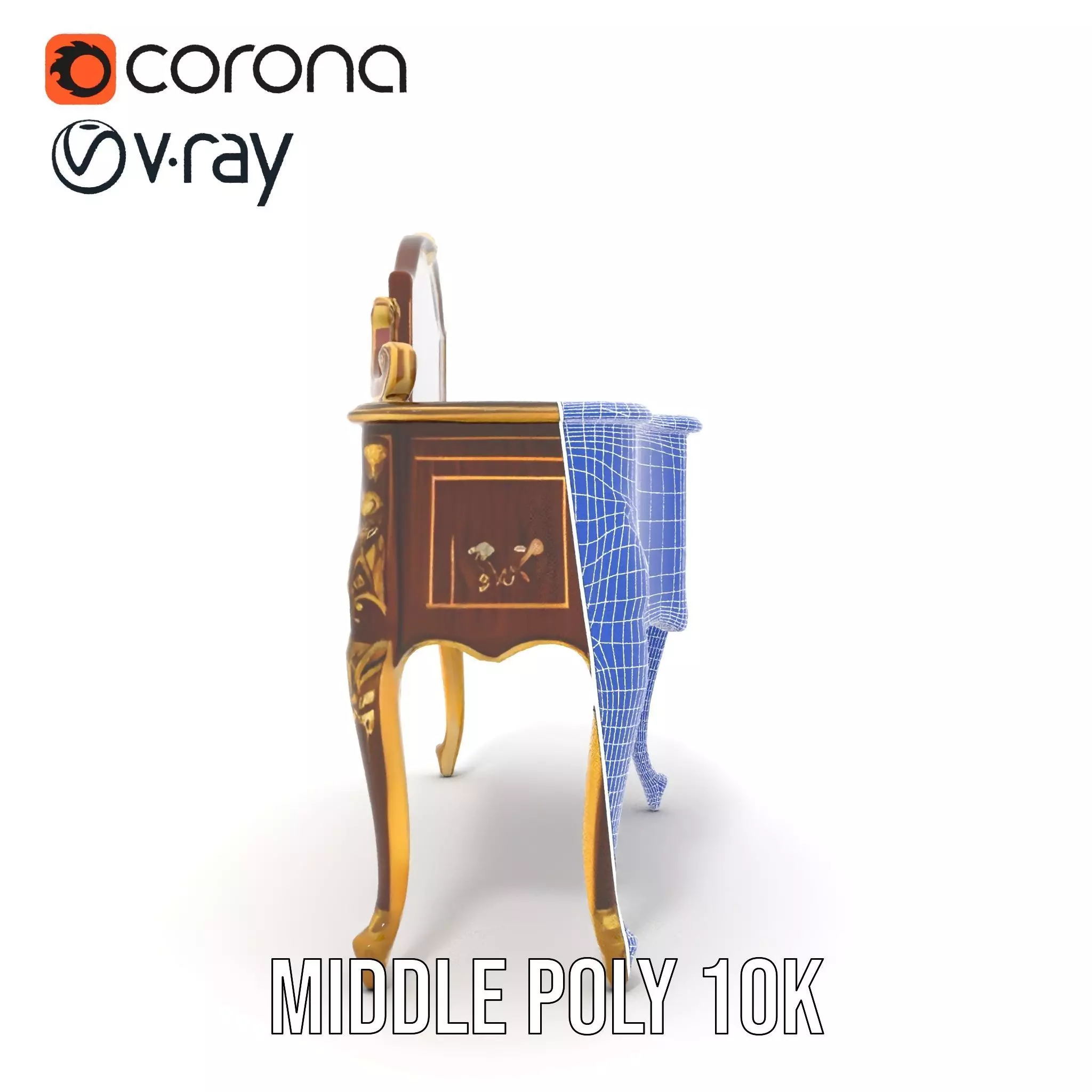 Elegant Walnut Vanity model pack Low-poly 3D model_30