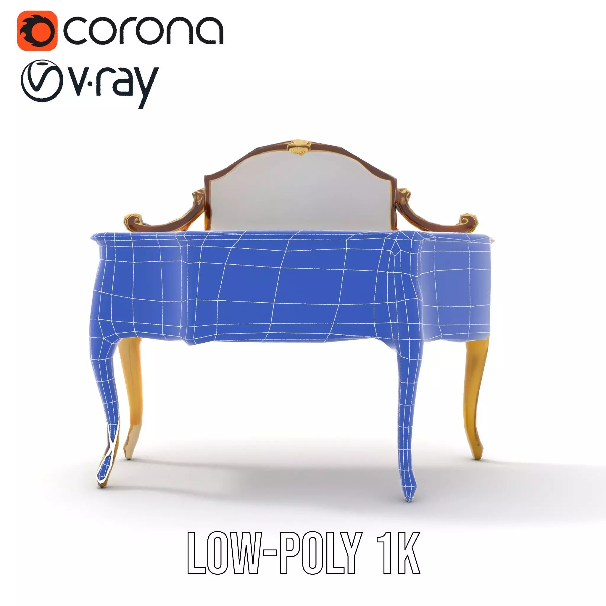 Elegant Walnut Vanity model pack Low-poly 3D model_26